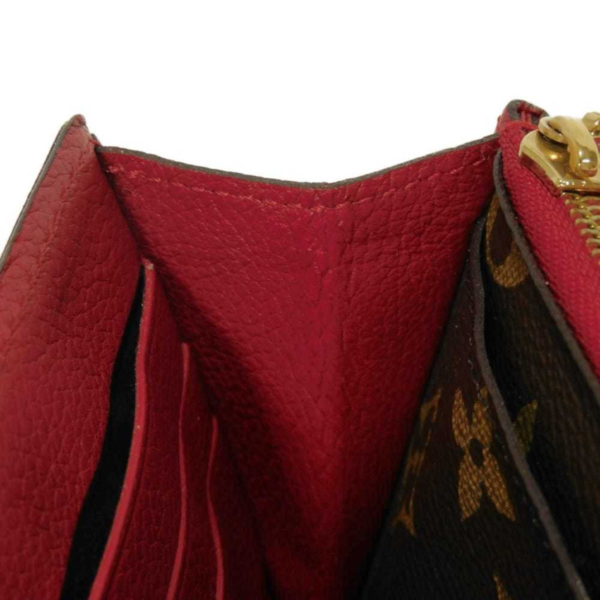 Louis Vuitton Brown Cerise Red Color Monogram Canvas Leather Long Wallet (Tri-Fold) (Pre-Owned)