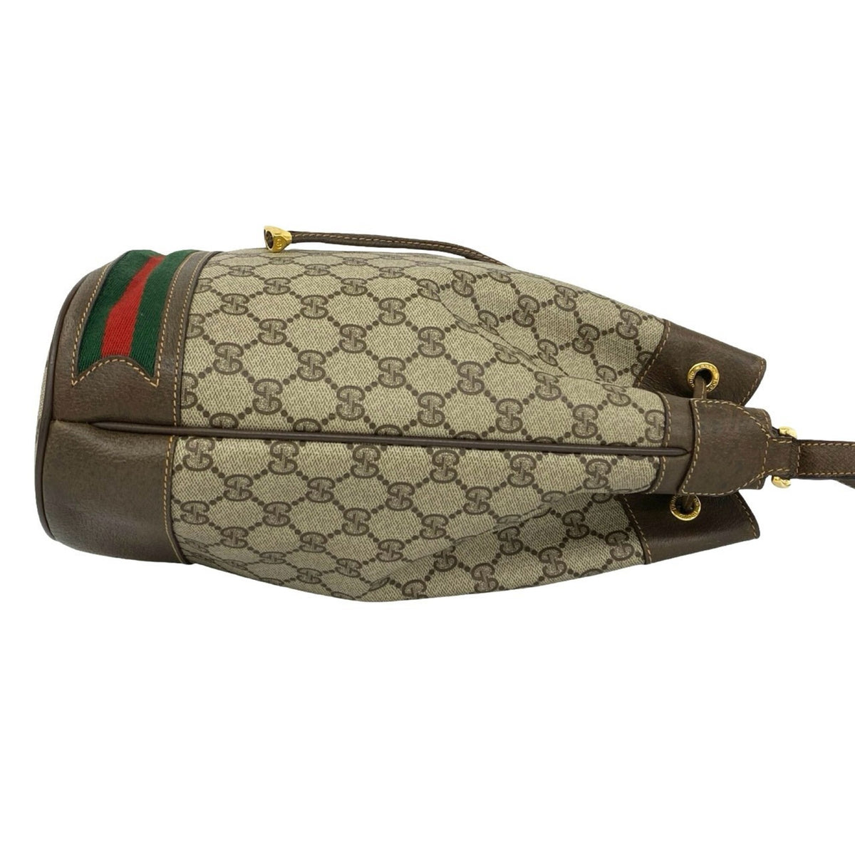 Gucci Brown Green Red Color Leather Pvc Shoulder Bag (Pre-Owned)