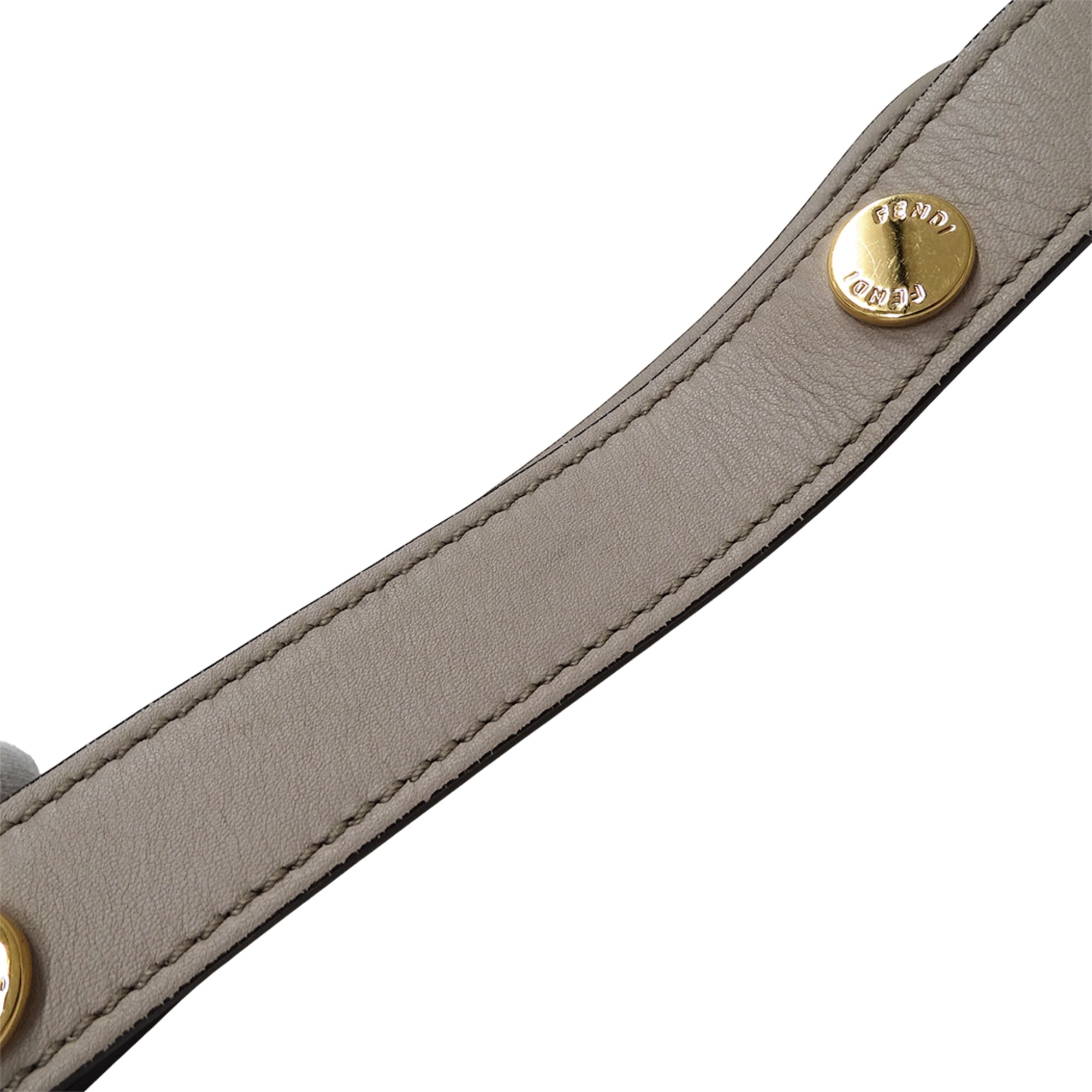 Fendi Beige Grayish Leather Handbag Shoulder Bag (Pre-Owned)