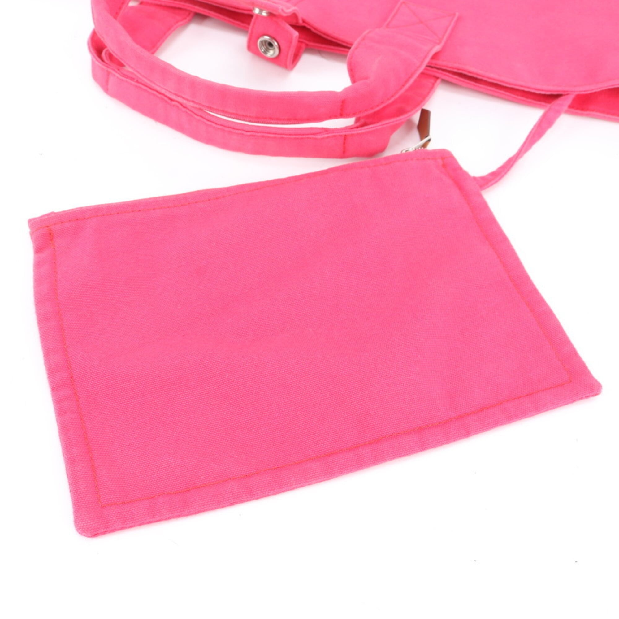 Hermes Pink Leather Canvas Handbag Pouch Shoulder Bag Tote Bag (Pre-Owned)