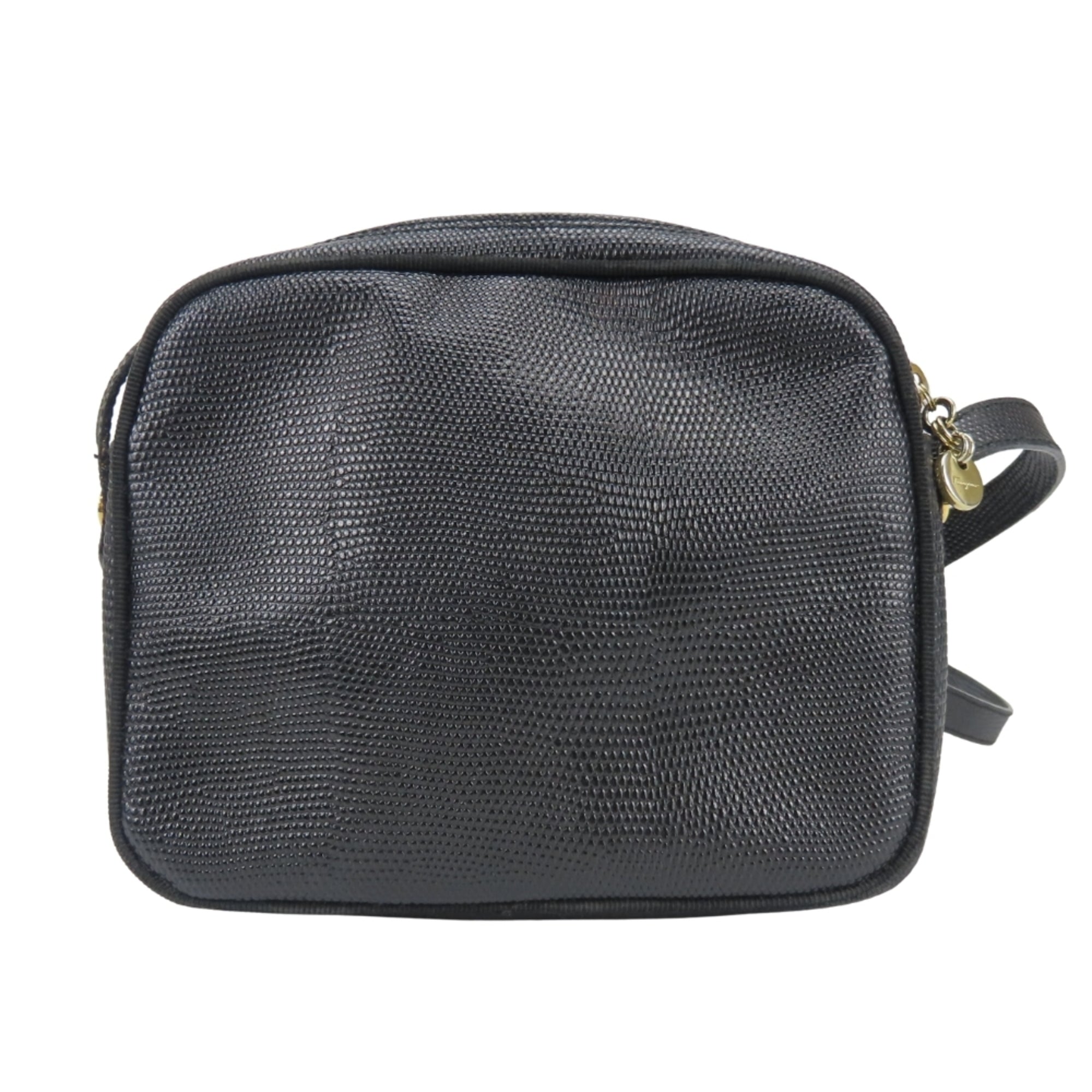 Salvatore Ferragamo Vara Black Leather Shoulder Bag (Pre-Owned)