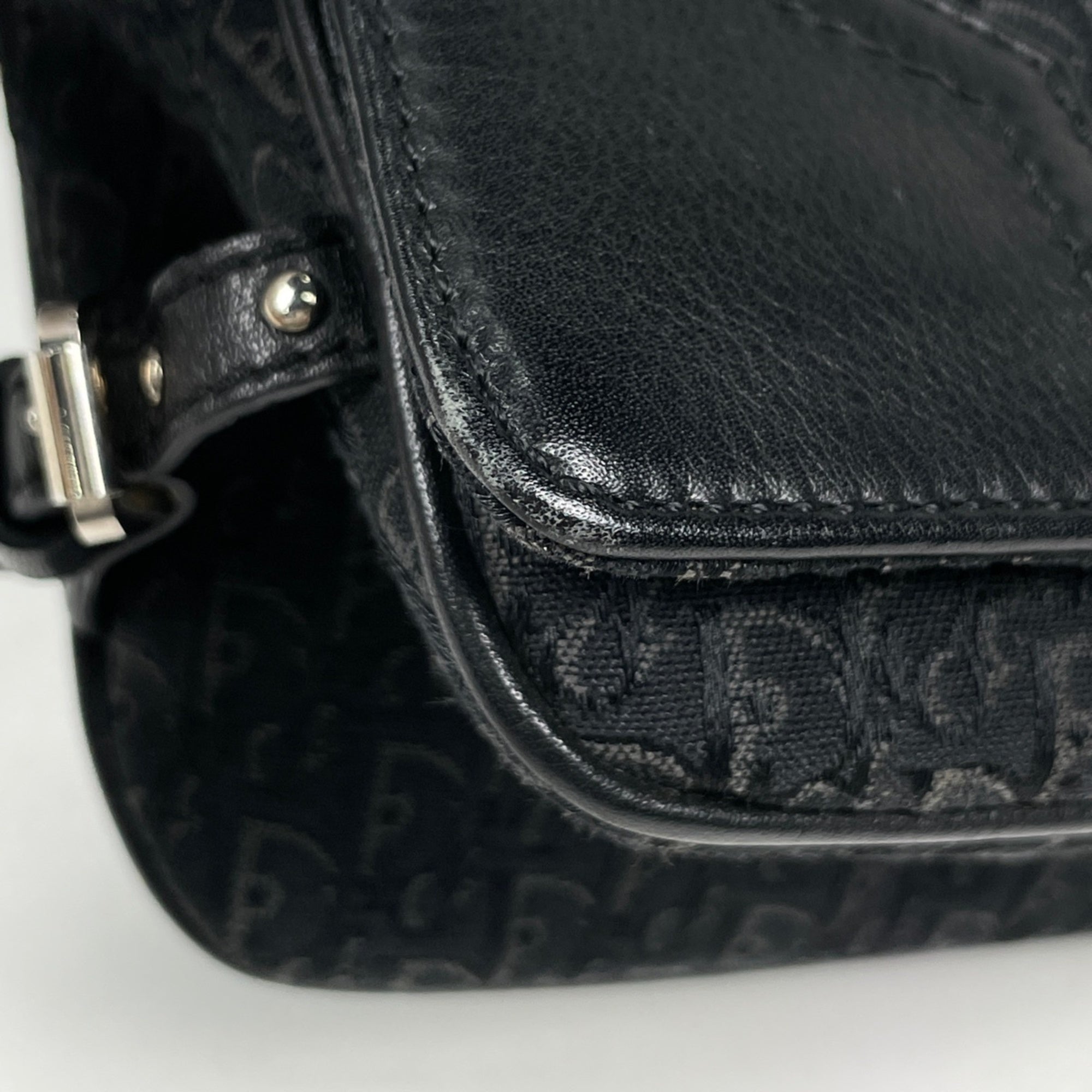 Christian Dior Black Canvas Leather Shoulder Bag (Pre-Owned)