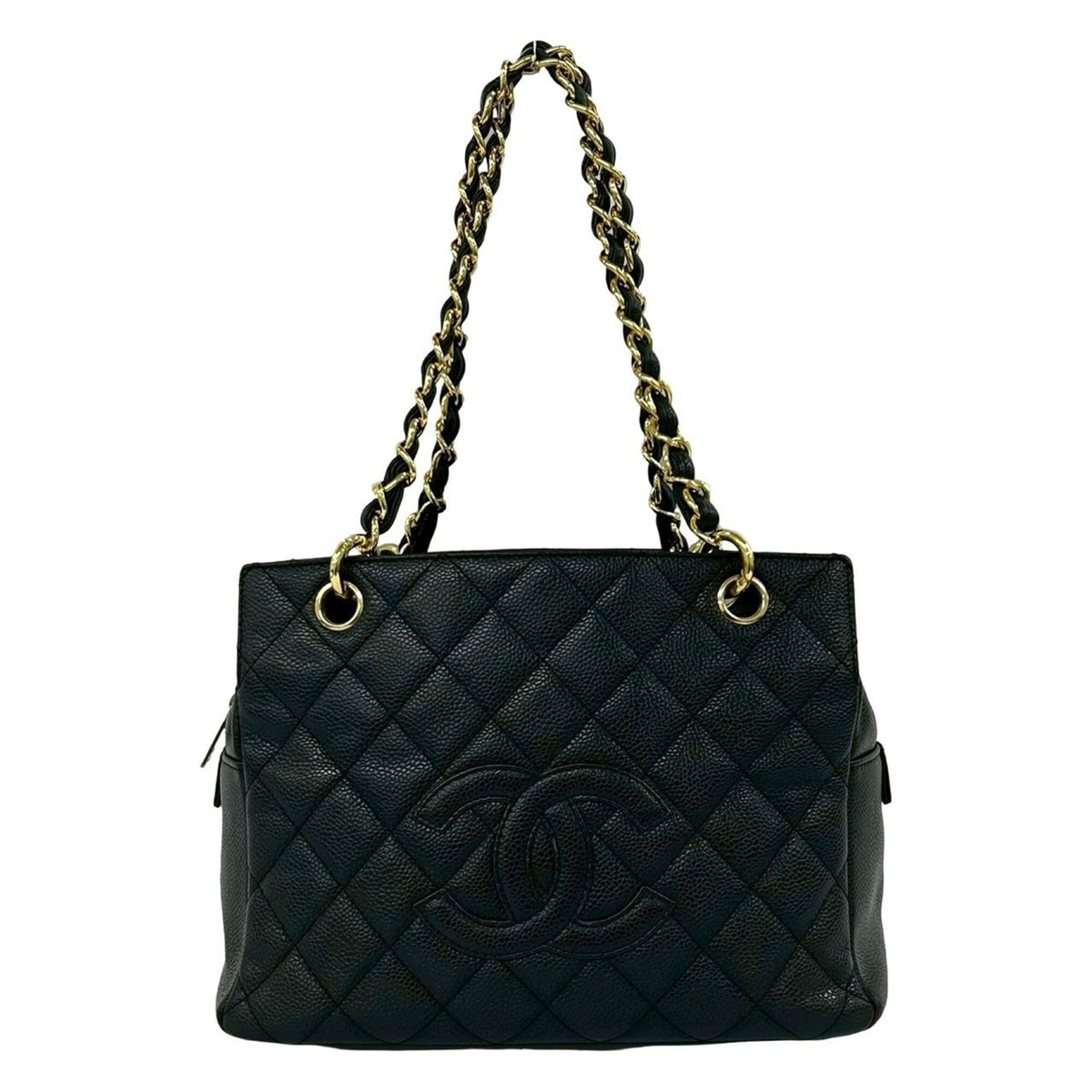 Chanel Black Grained Calfskin Shoulder Bag Tote Bag (Pre-Owned)
