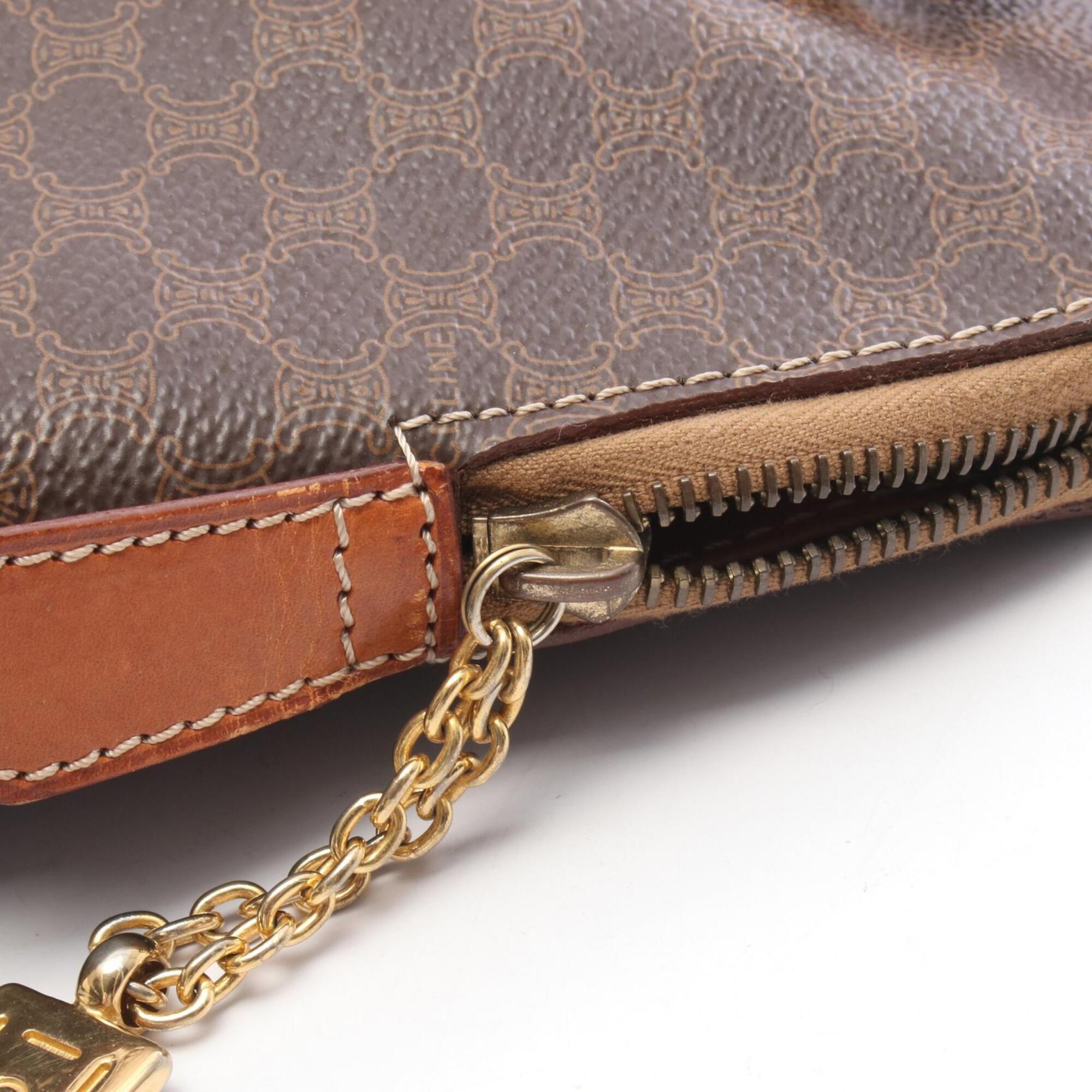 Celine Brown Coated Canvas Leather Handbag (Pre-Owned)