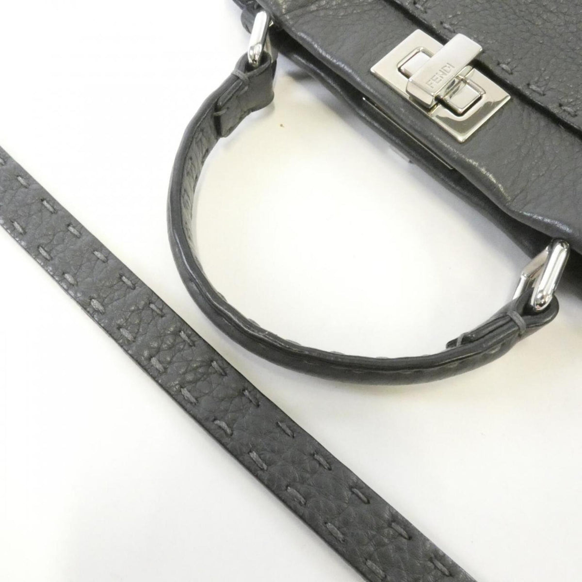 Fendi Gray Leather Handbag (Pre-Owned)