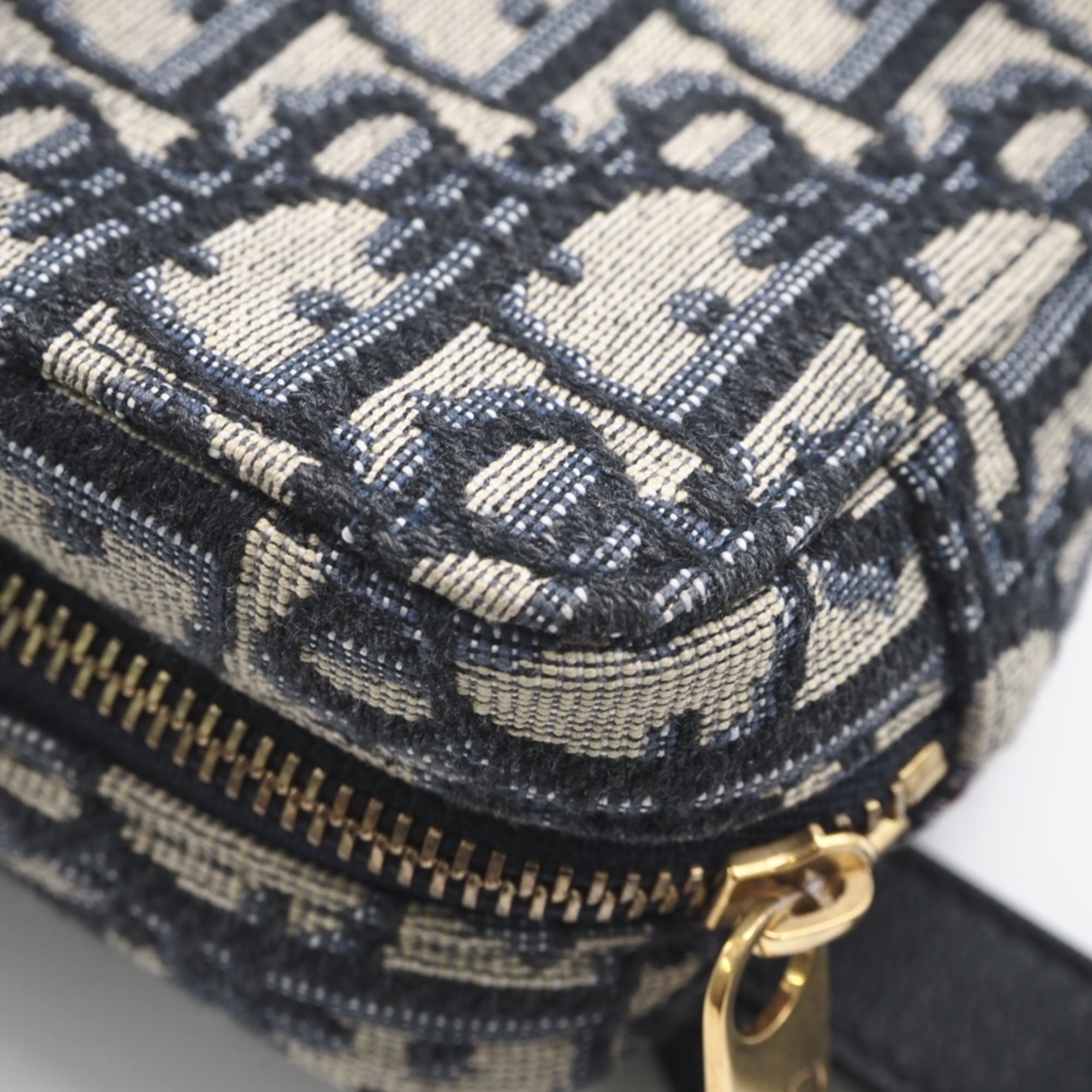 Christian Dior Trotter Beige Blue Canvas Leather Fanny Pack (Pre-Owned)