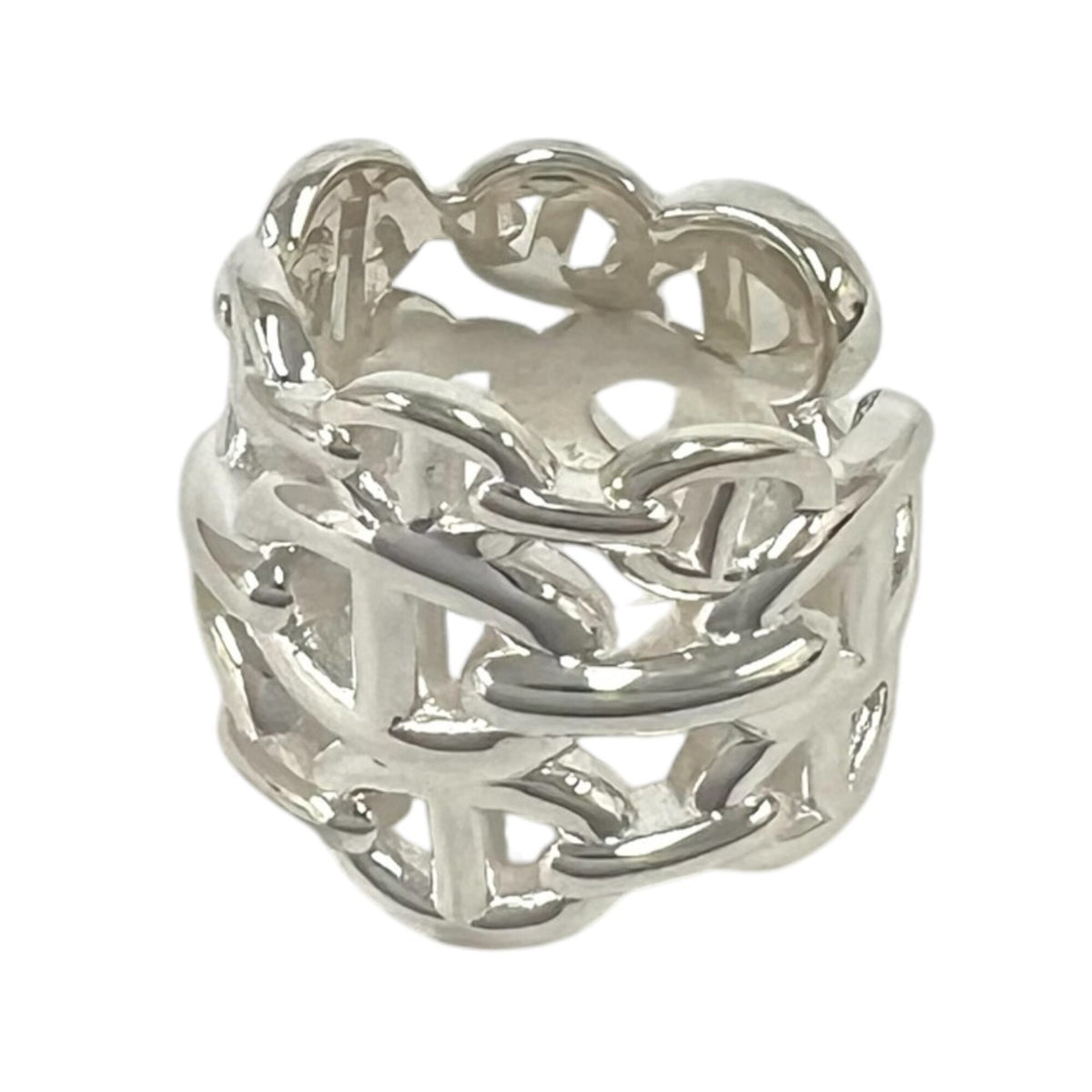Hermes Silver Silver 925 Band Ring (Pre-Owned)