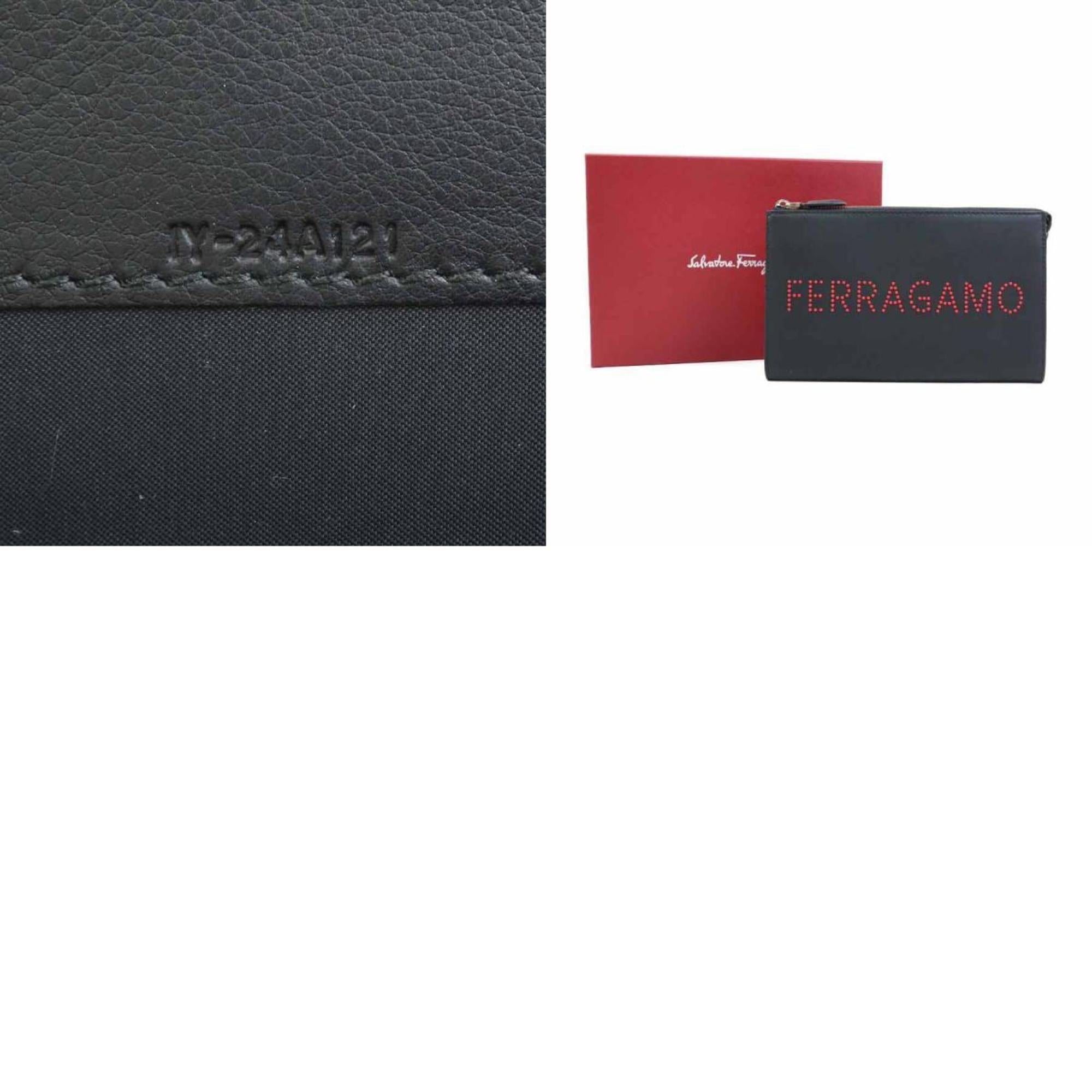Salvatore Ferragamo Black Leather Clutch Bag (Pre-Owned)