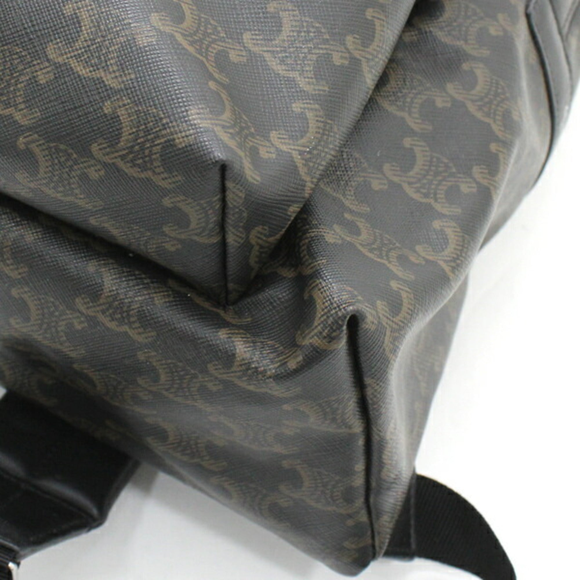 Celine Black Brown Canvas Leather Backpack (Pre-Owned)