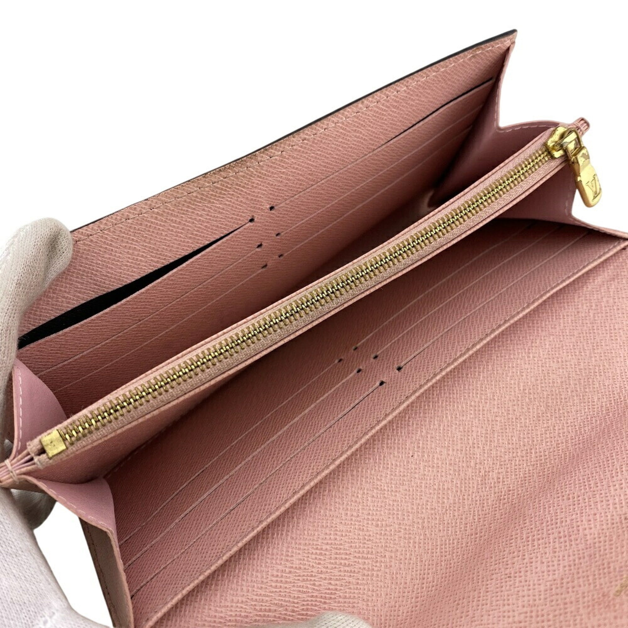 Louis Vuitton Damier Brown Rose Ballerine Leather Long Wallet (Bi-Fold) (Pre-Owned)