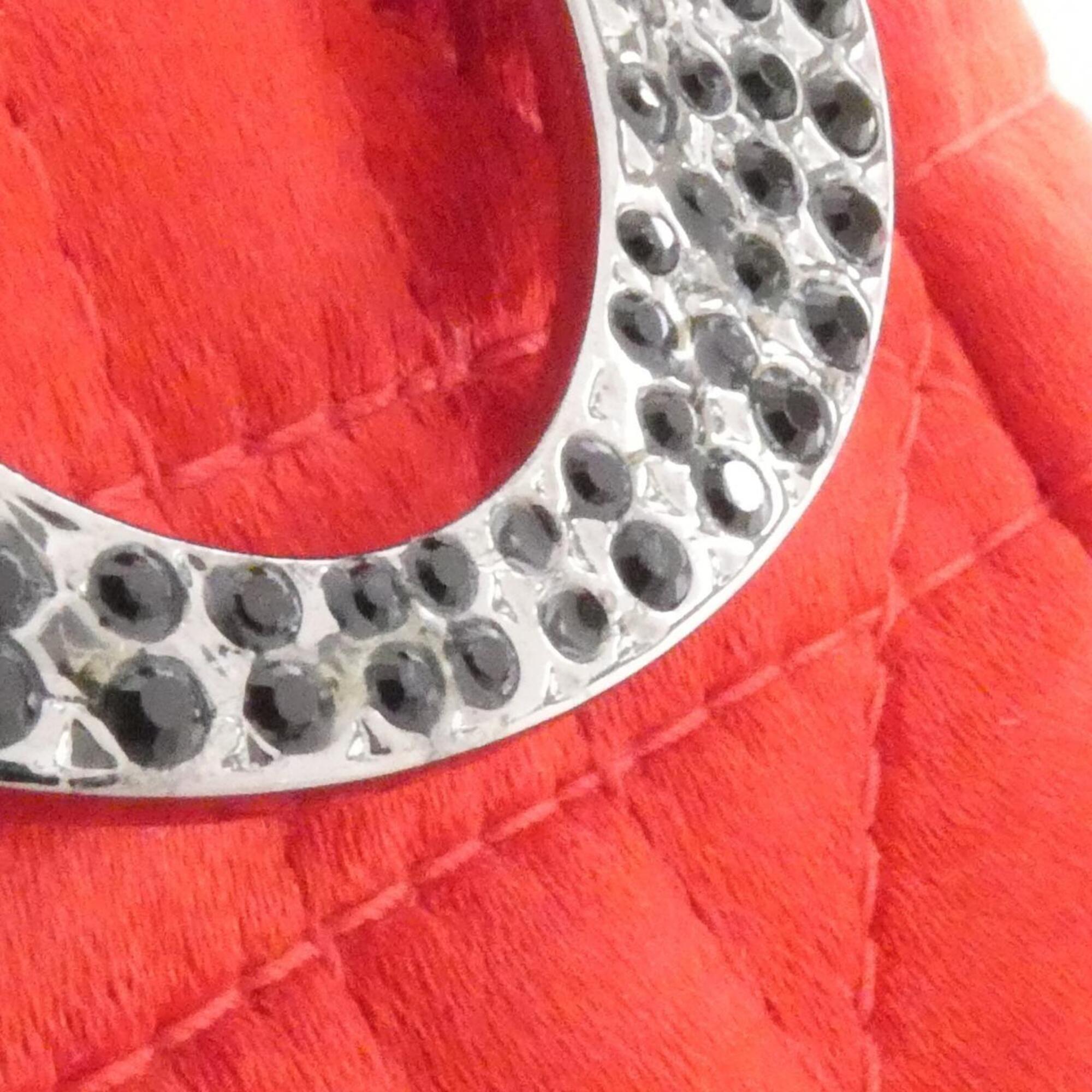 Christian Dior Clear Red Color Satin Handbag (Pre-Owned)