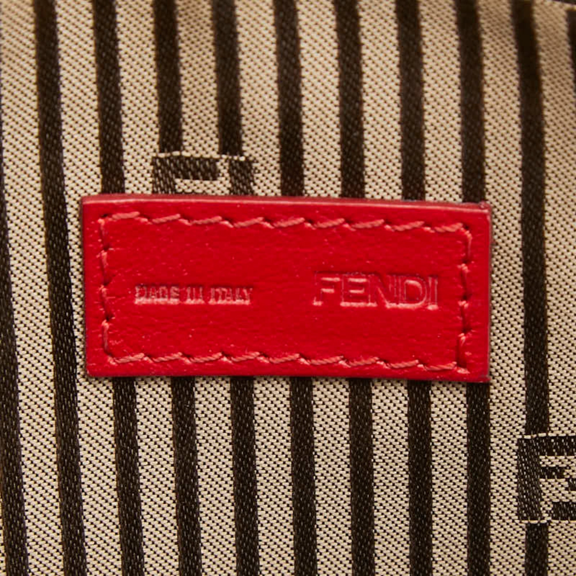 Fendi Red Brown Leather Pouch (Pre-Owned)