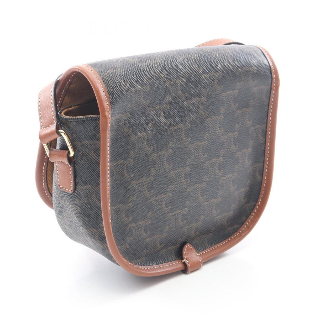 Celine Black Brown Coated Canvas Leather Handbag Shoulder Bag (Pre-Owned)