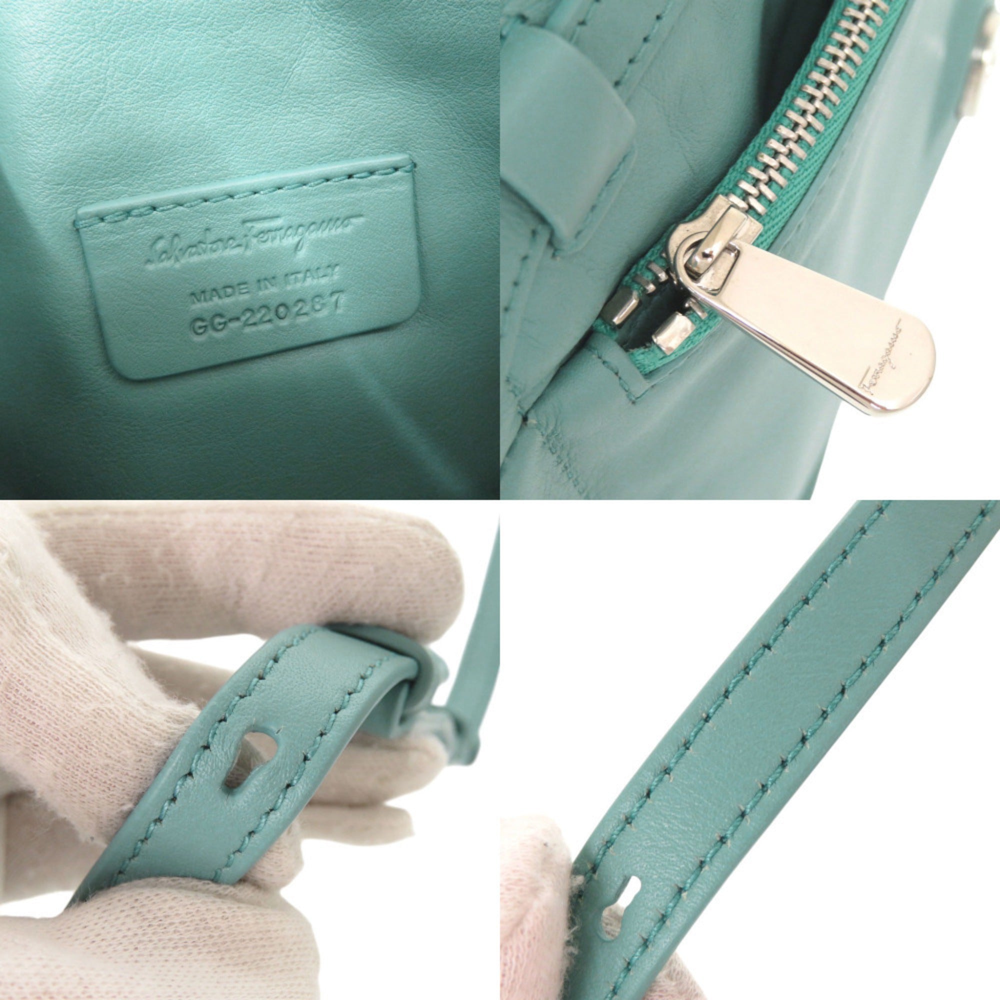 Salvatore Ferragamo Light Blue Leather Shoulder Bag (Pre-Owned)
