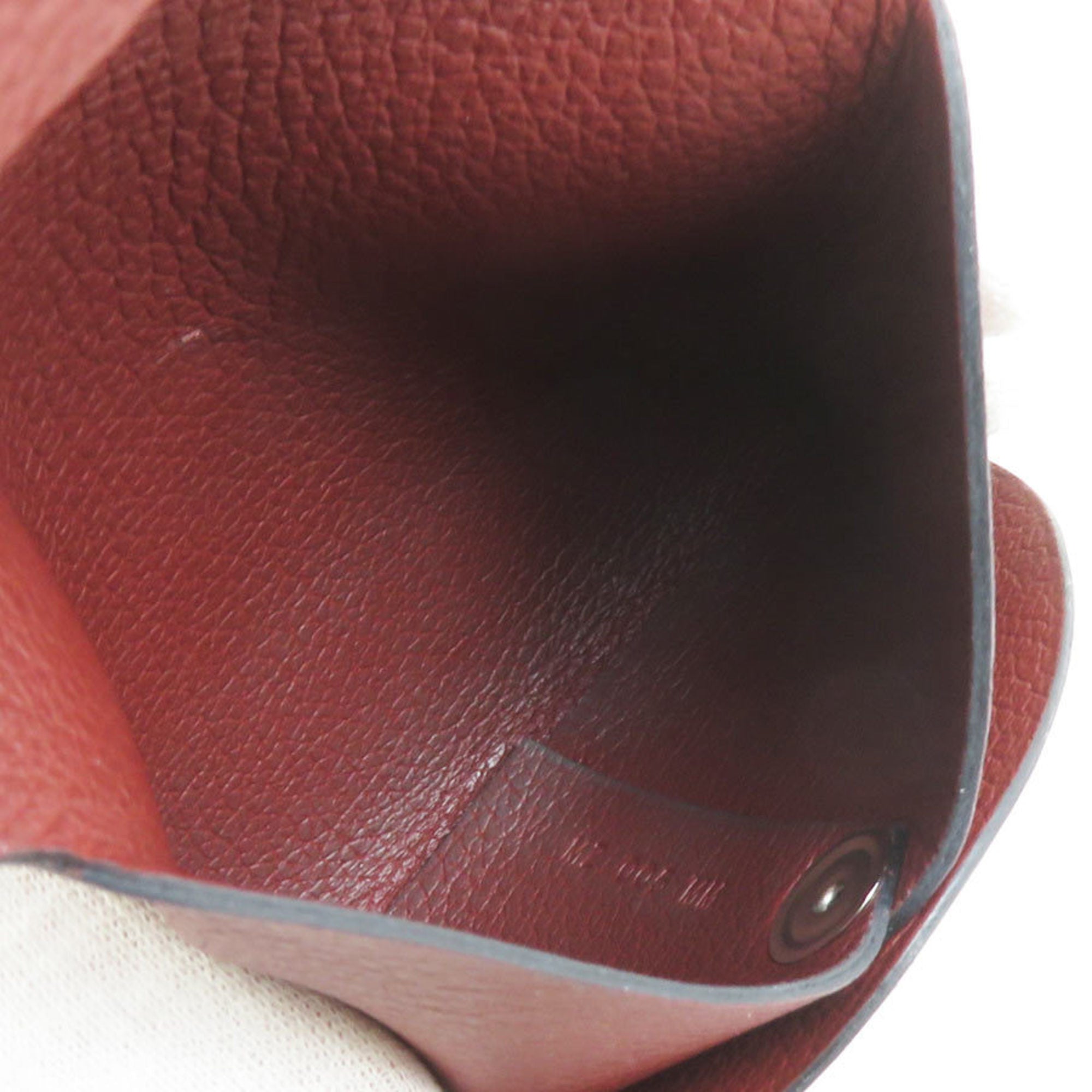 Hermes Rouge H Evercalf Leather Coin Purse/Coin Case (Pre-Owned)