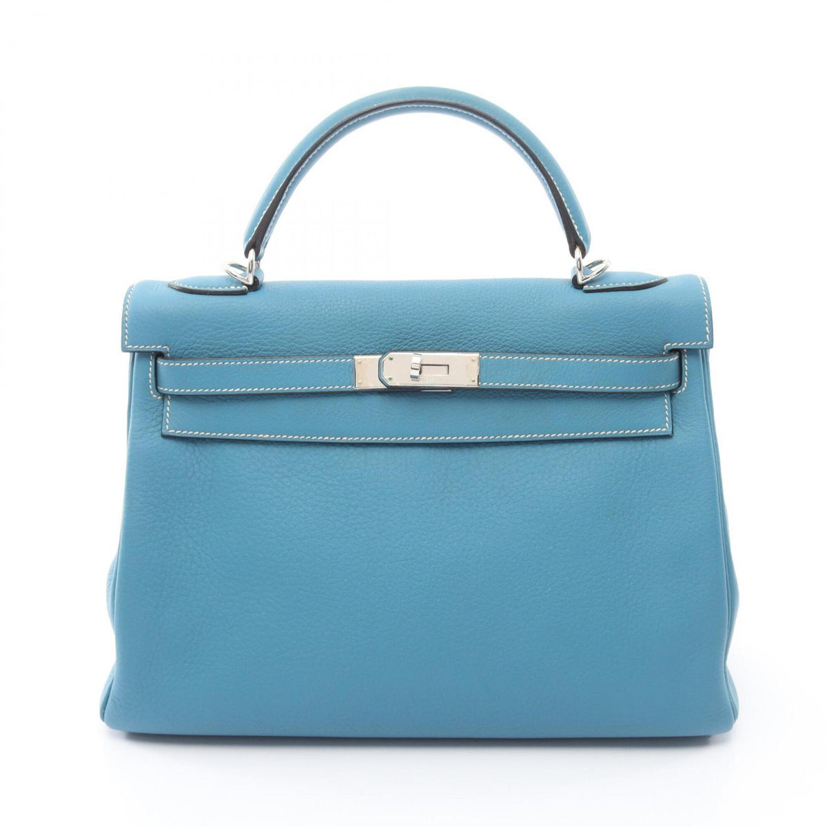 Hermes Blue Taurillon Clemence Leather Handbag (Pre-Owned)
