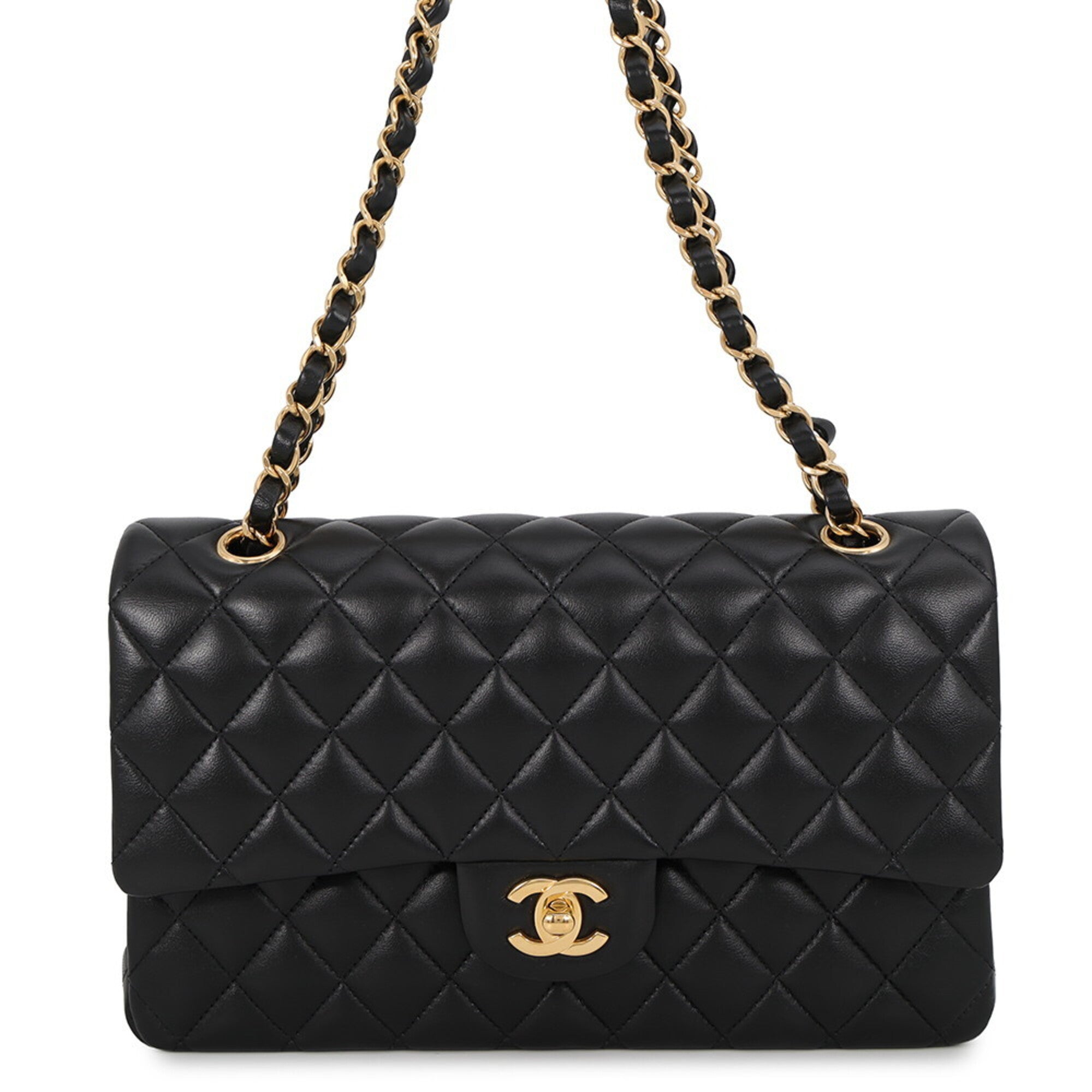 Chanel Matelasse Black Leather Handbag Shoulder Bag (Pre-Owned)