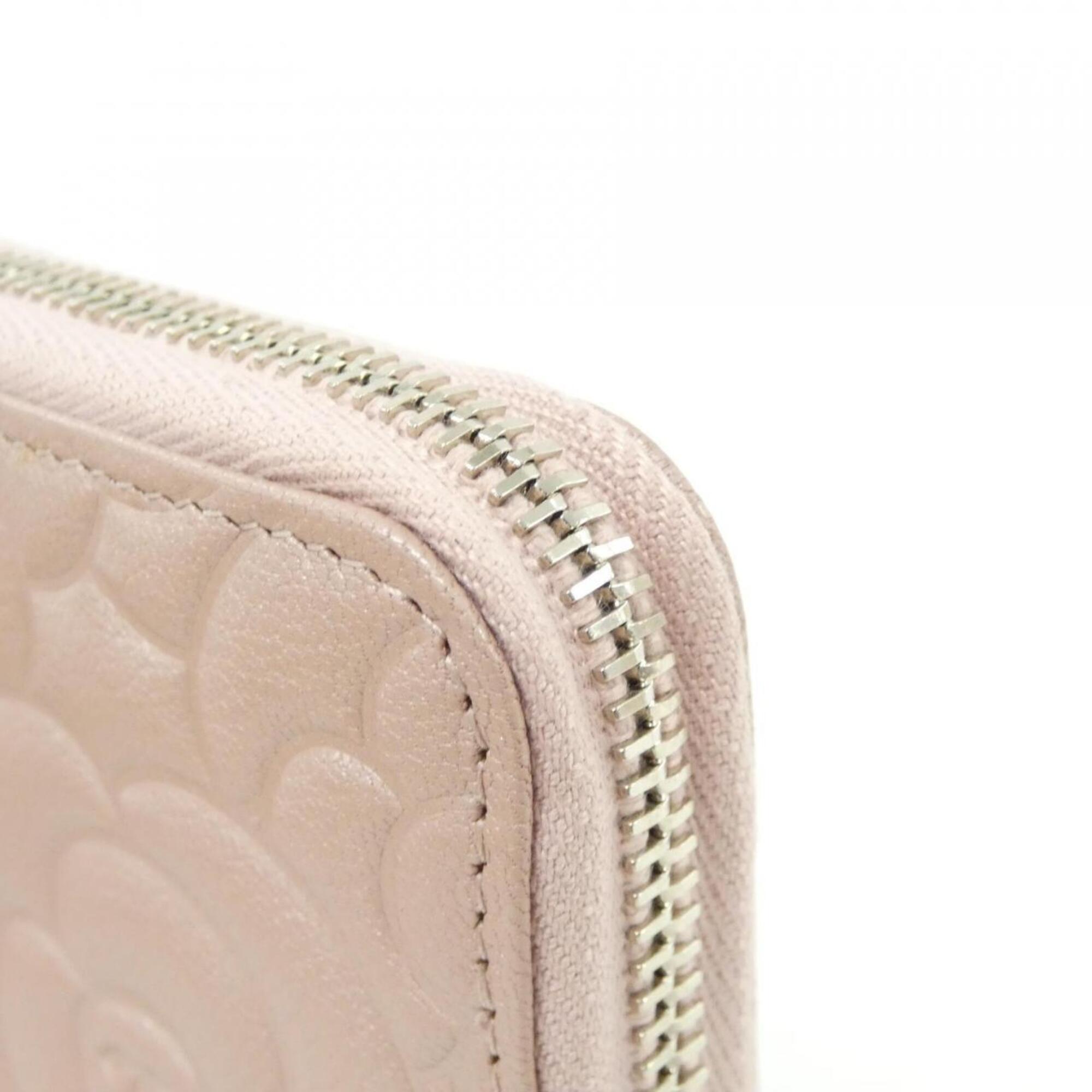 Chanel Light Pink Satin Leather Long Wallet (Bi-Fold) (Pre-Owned)