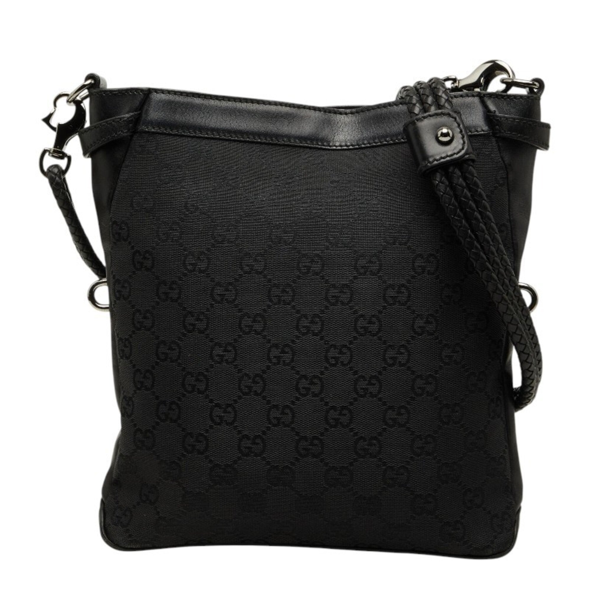 Gucci Black Canvas Leather Shoulder Bag (Pre-Owned)