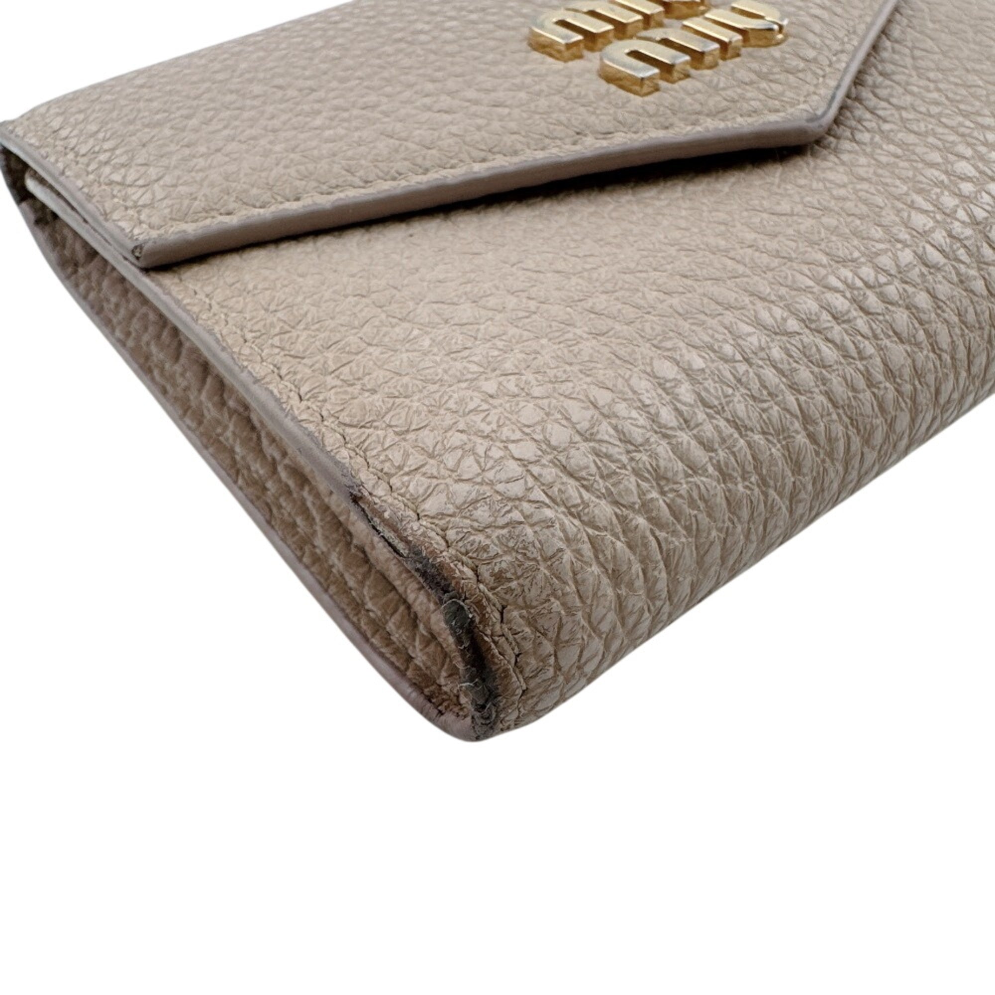 Miu Miu Beige Pink Leather Wallet (Tri-Fold) (Pre-Owned)