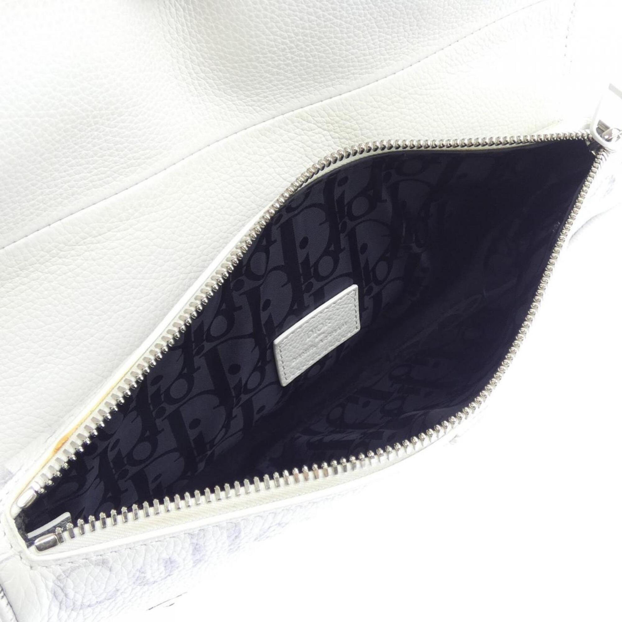 Christian Dior Gray White Handbag Saddle Bag (Pre-Owned)