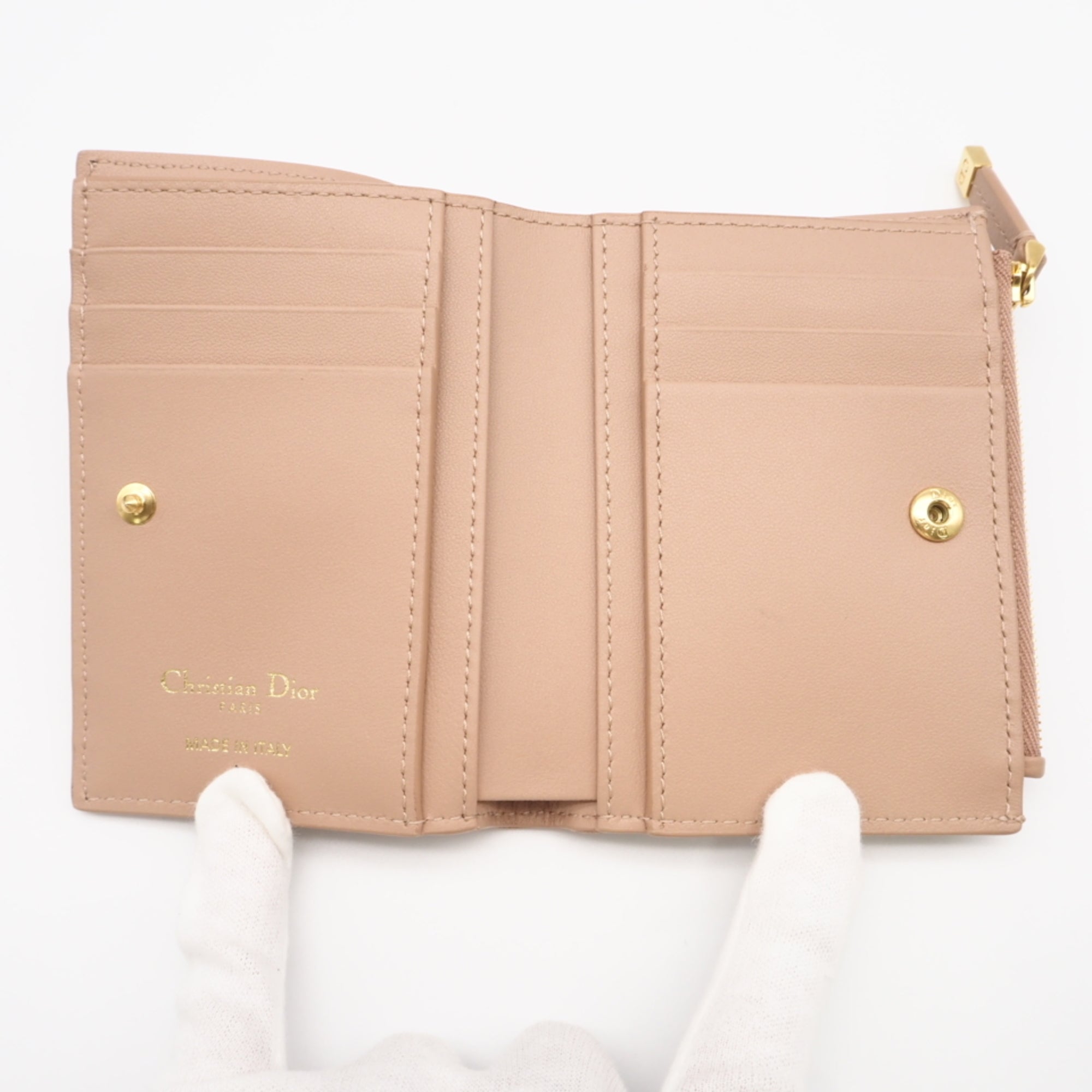 Christian Dior Pink Beige Leather Wallet (Bi-Fold) (Pre-Owned)