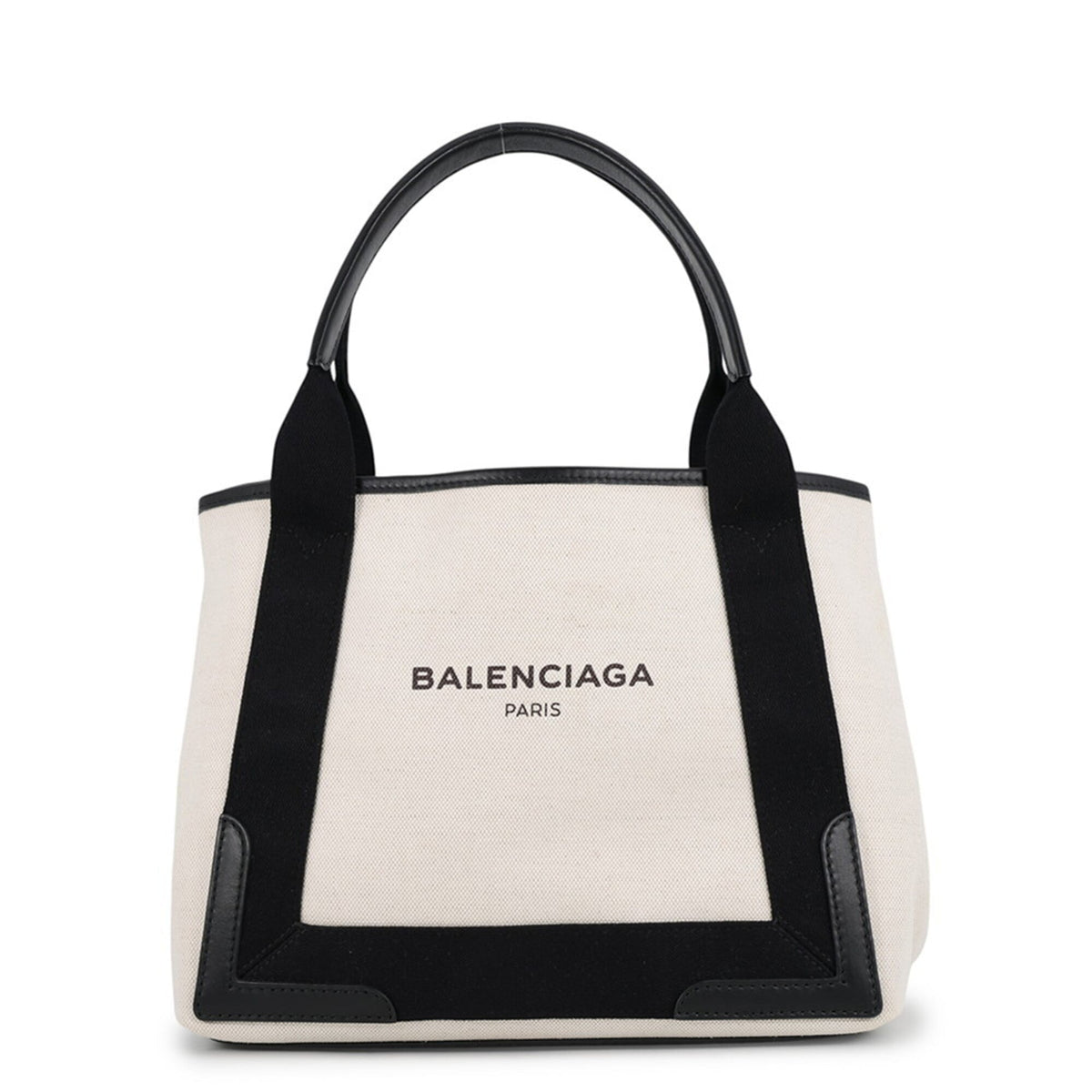 Balenciaga Black Canvas Leather Handbag Tote Bag (Pre-Owned)