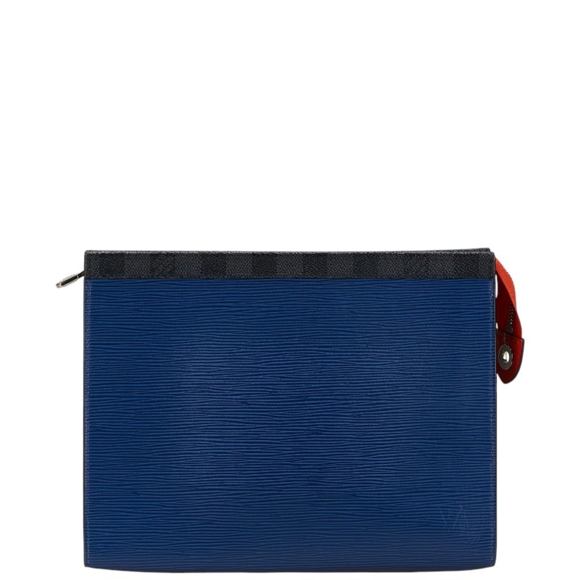 Louis Vuitton Black Navy Leather Pvc Clutch Bag (Pre-Owned)