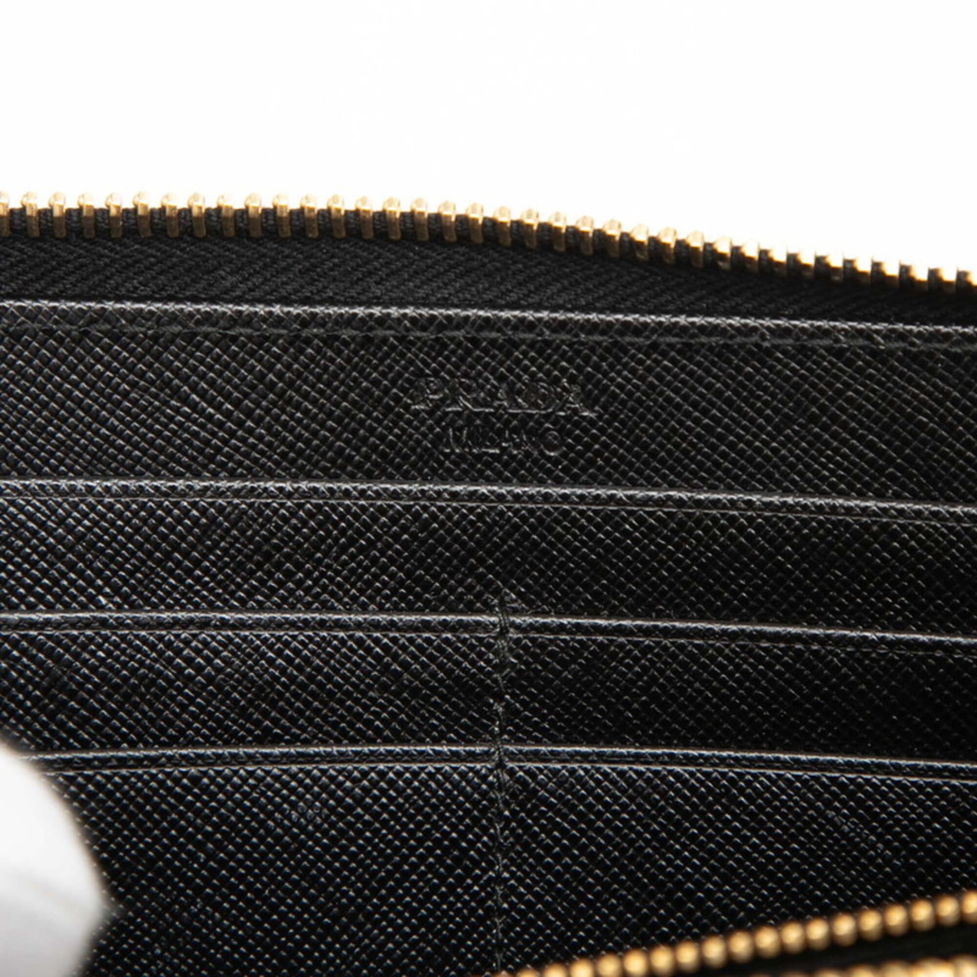 Prada Black Leather Long Wallet (Bi-Fold) (Pre-Owned)