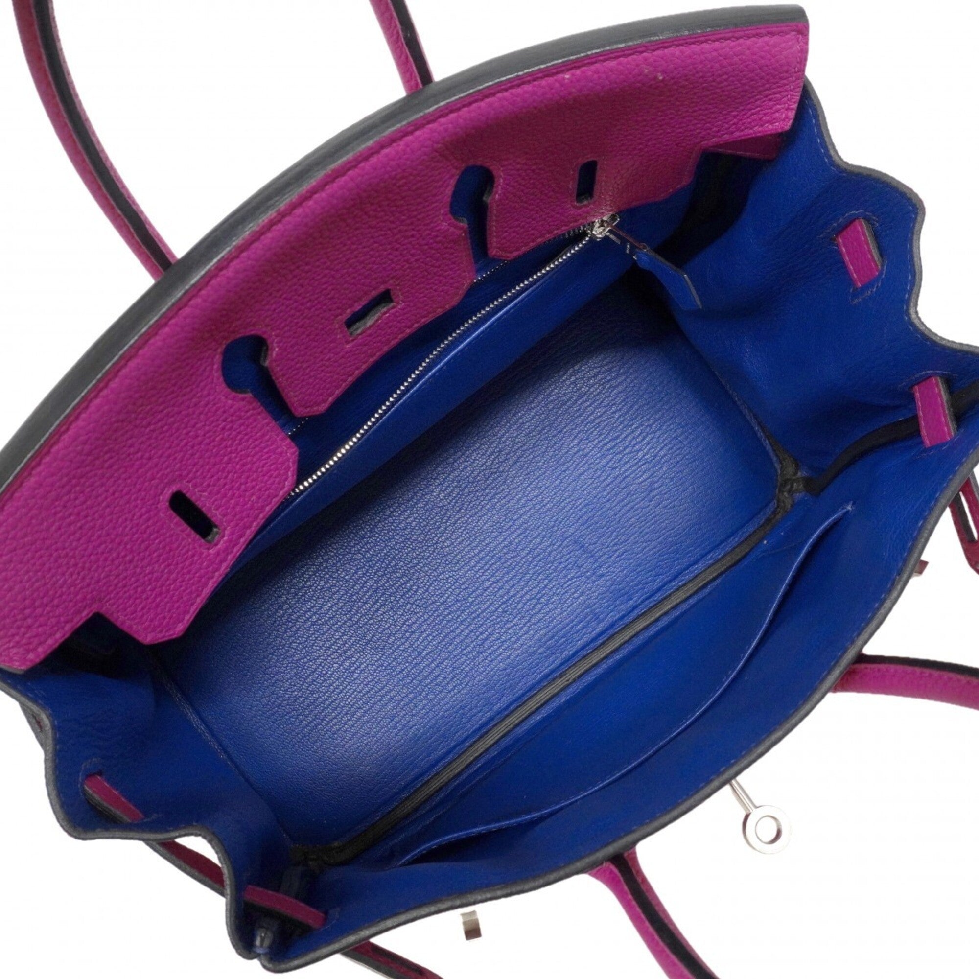Hermes Blue Royal Rose Purple Togo Leather Handbag (Pre-Owned)