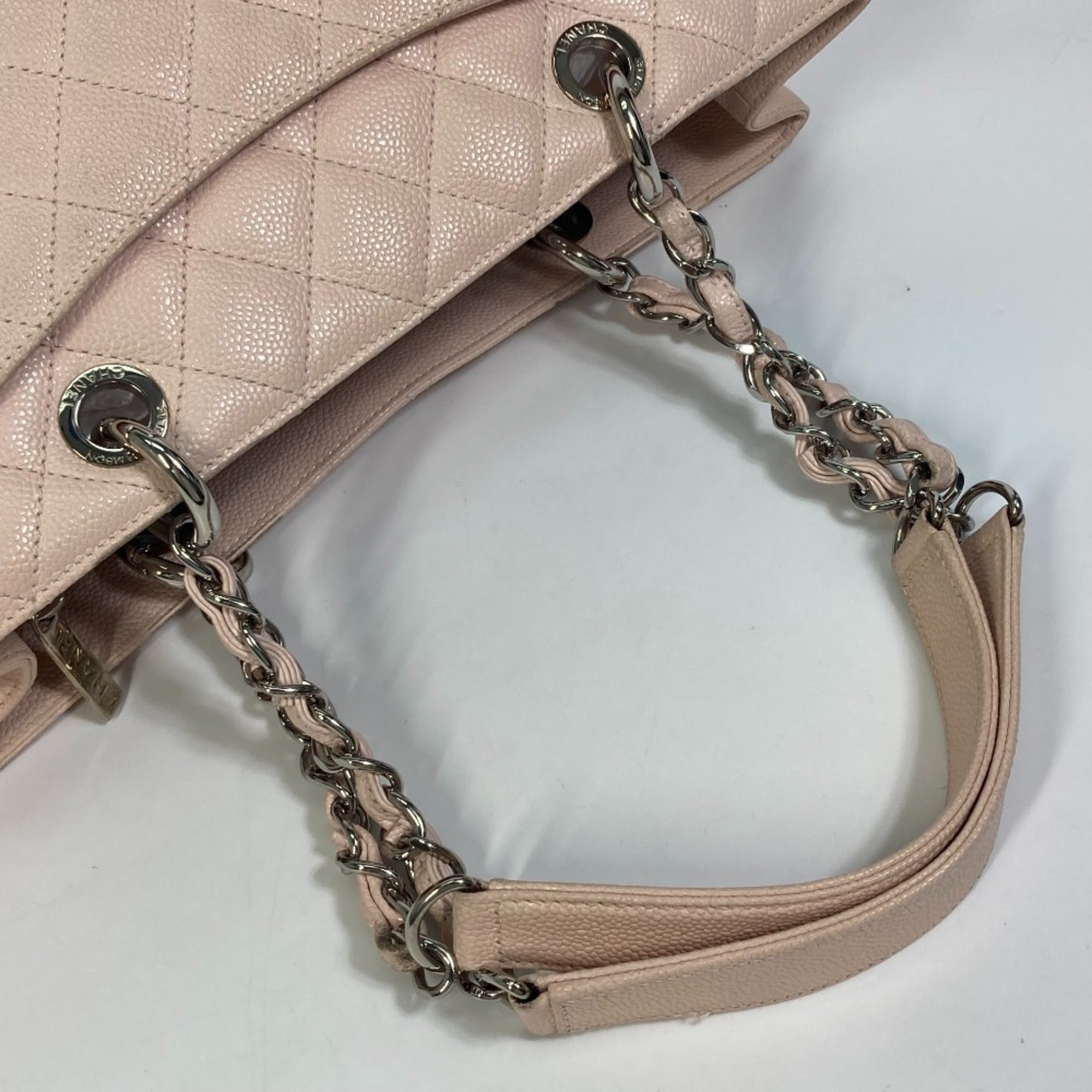 Chanel Matelasse Pink Grained Calfskin Shoulder Bag Tote Bag (Pre-Owned)