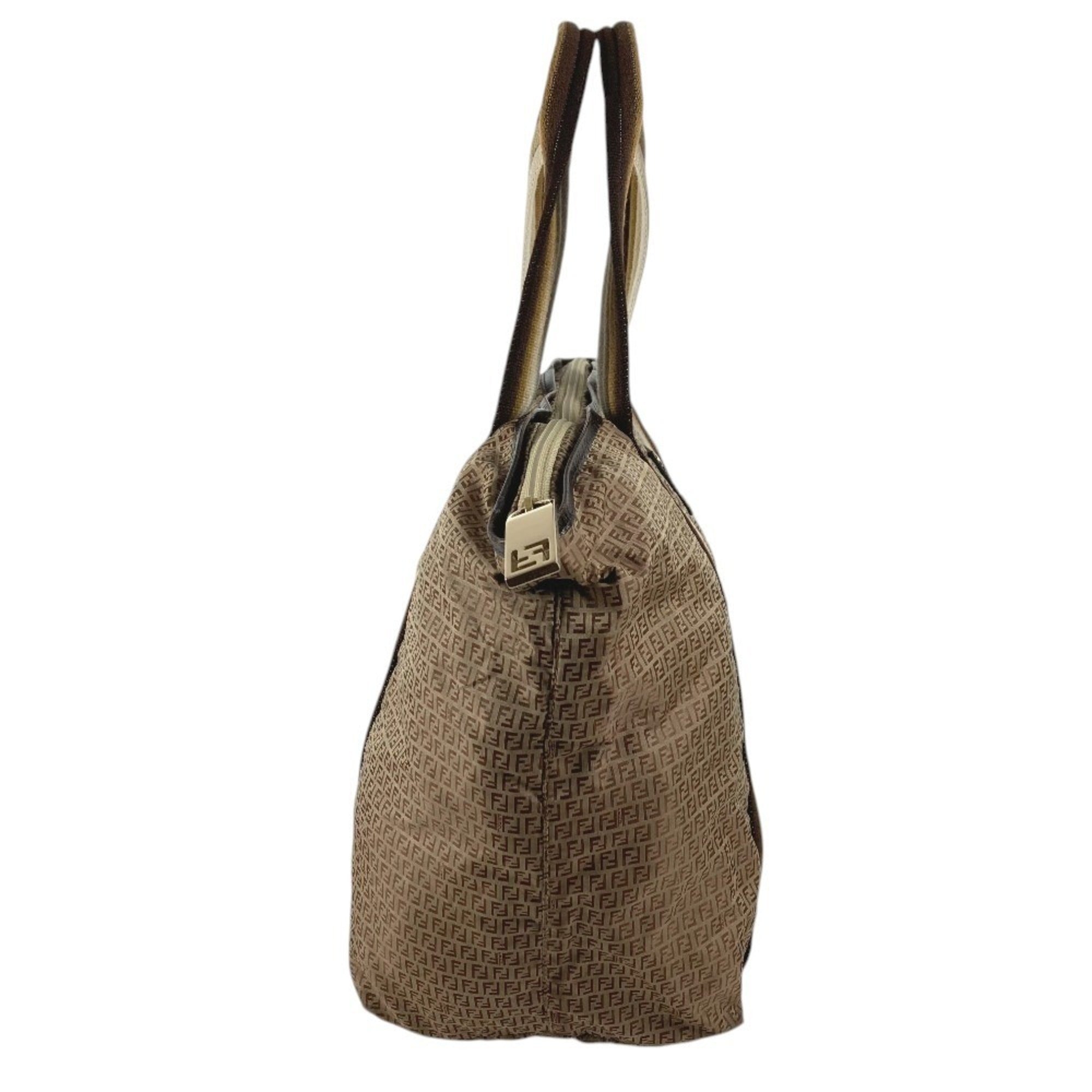 Fendi Beige Nylon Handbag Pouch Shoulder Bag Tote Bag (Pre-Owned)
