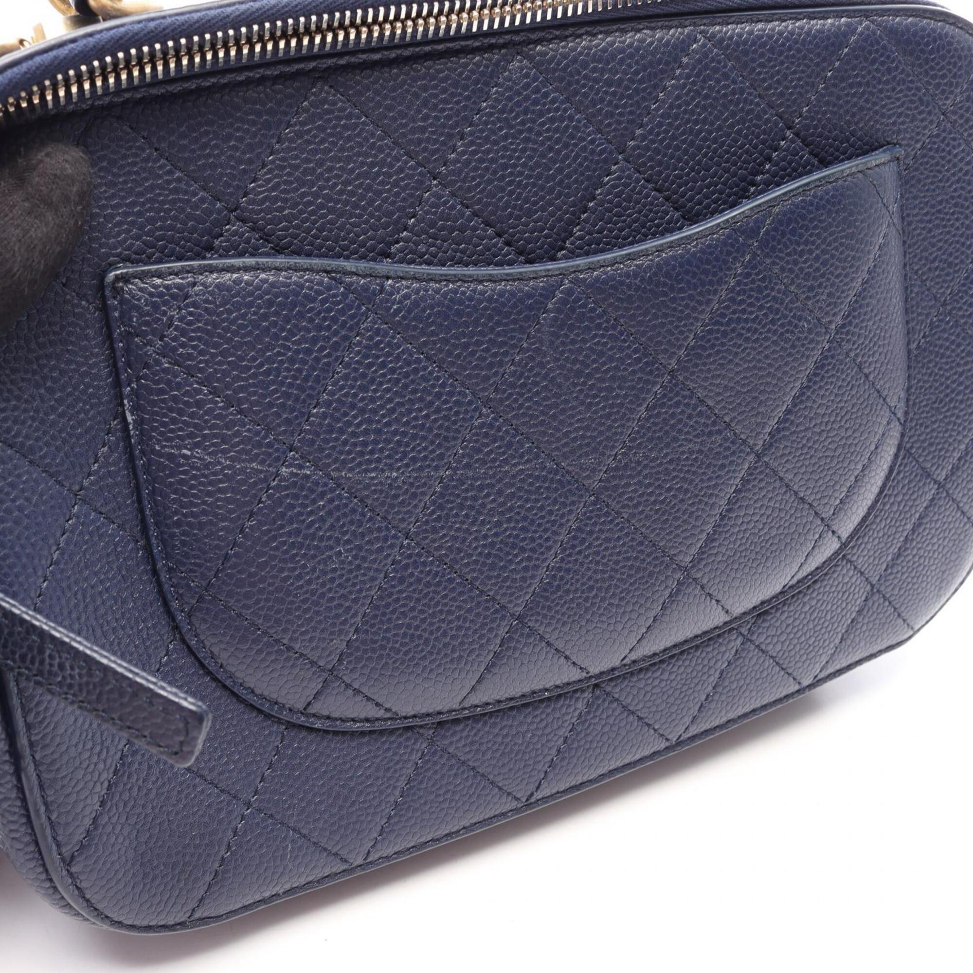 Chanel Blue Grained Calfskin Handbag Shoulder Bag (Pre-Owned)