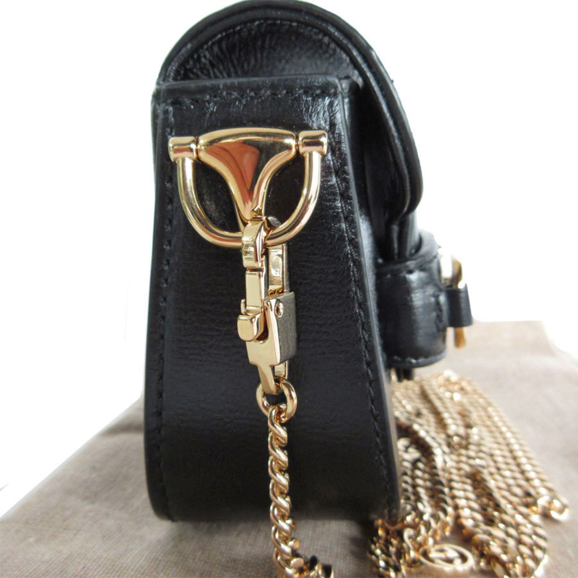 Gucci Black Metal Leather Pochette Shoulder Bag (Pre-Owned)