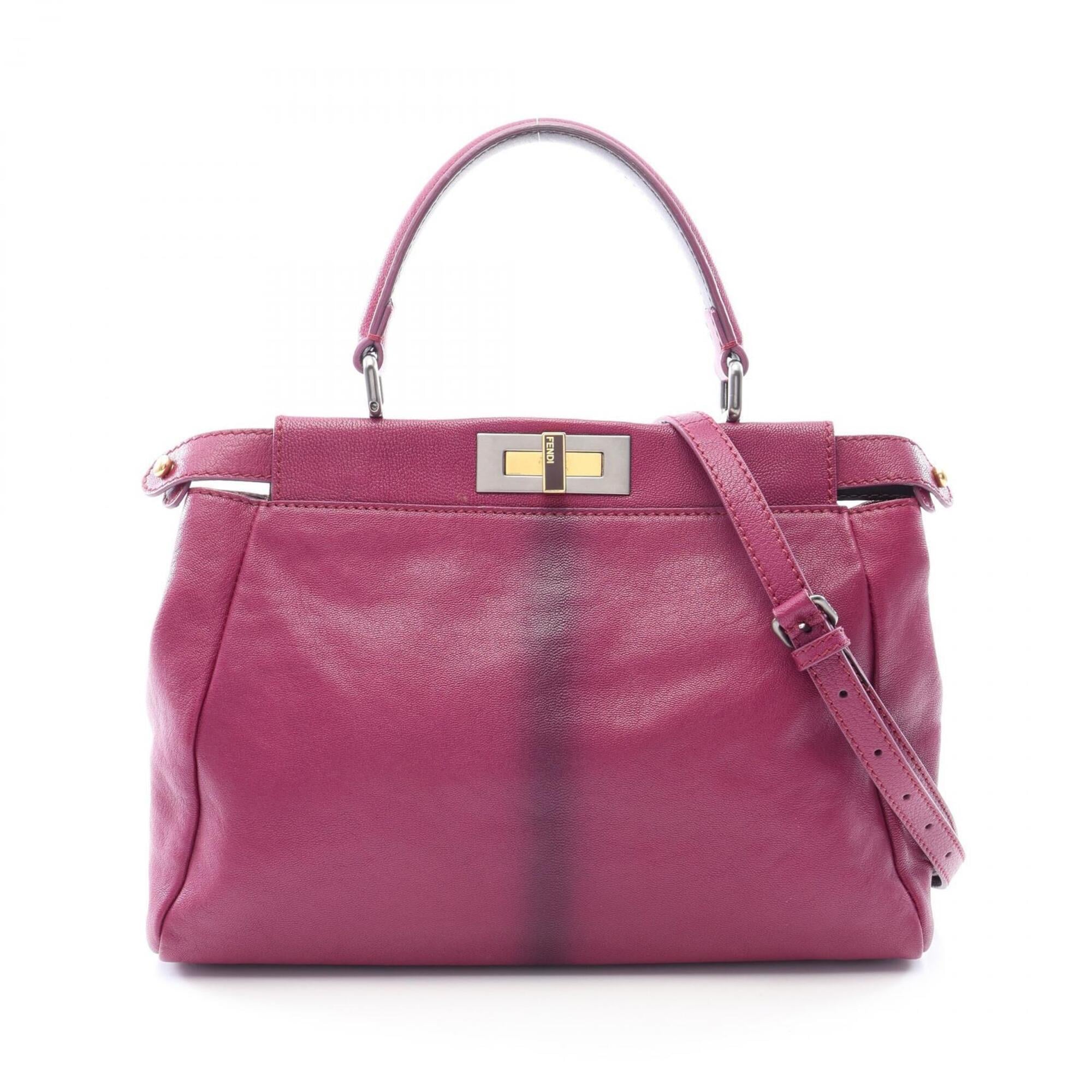 Fendi Peekaboo Purple Leather Handbag (Pre-Owned)
