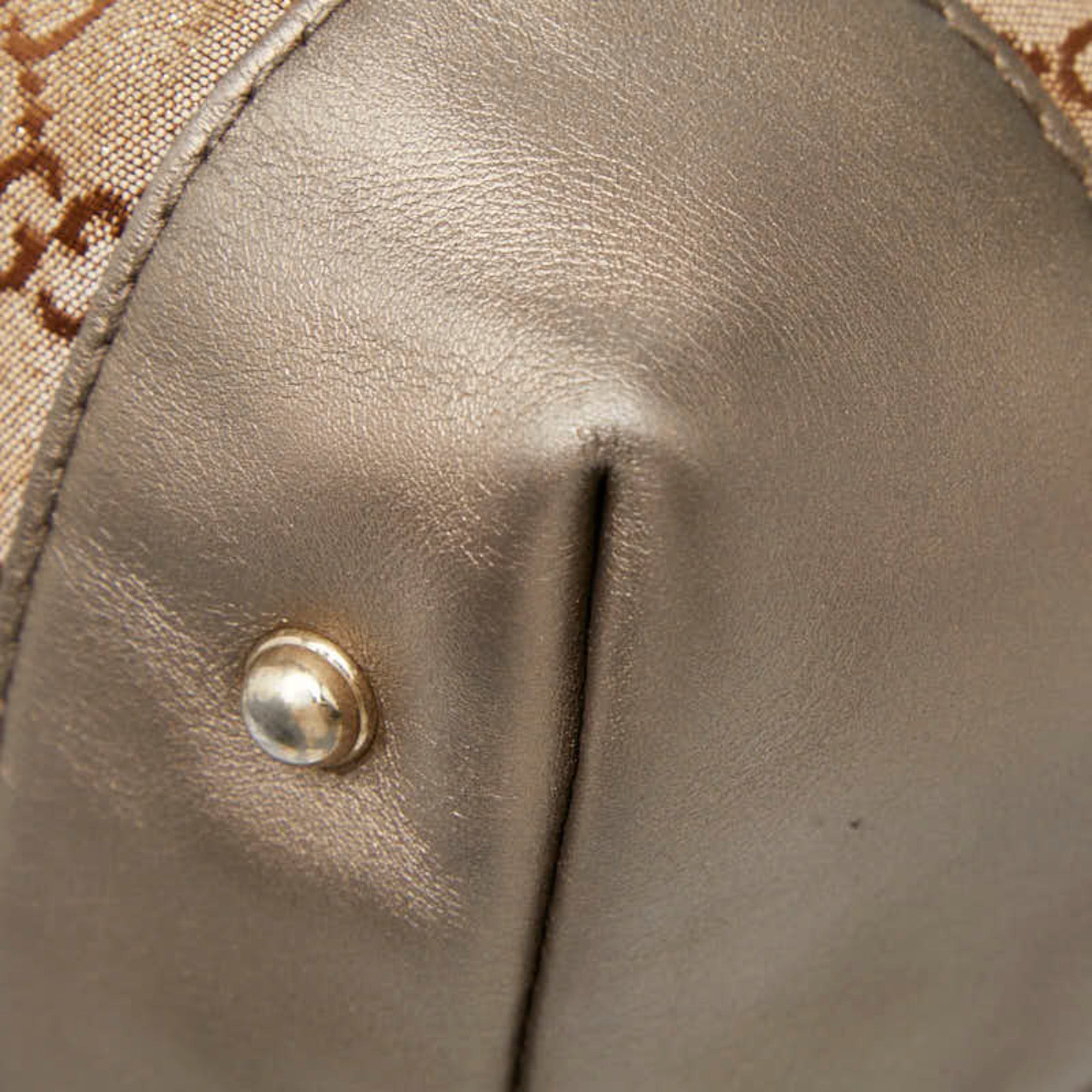 Gucci Brown Canvas Leather Shoulder Bag (Pre-Owned)