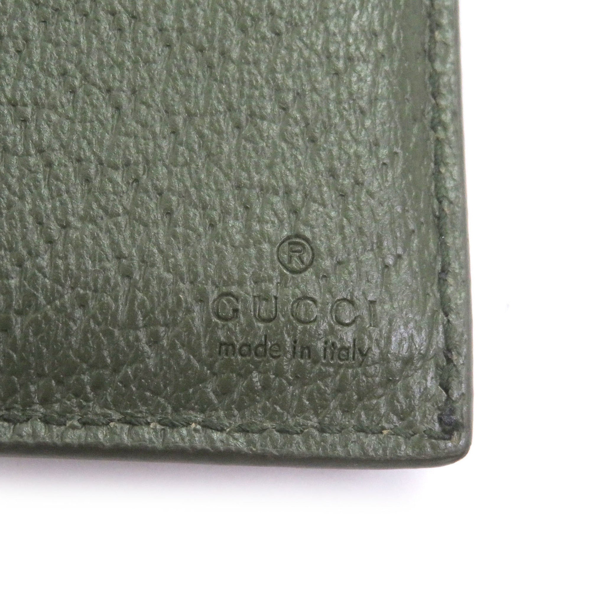 Gucci Gray Khaki Gg Canvas Leather Wallet (Bi-Fold) (Pre-Owned)