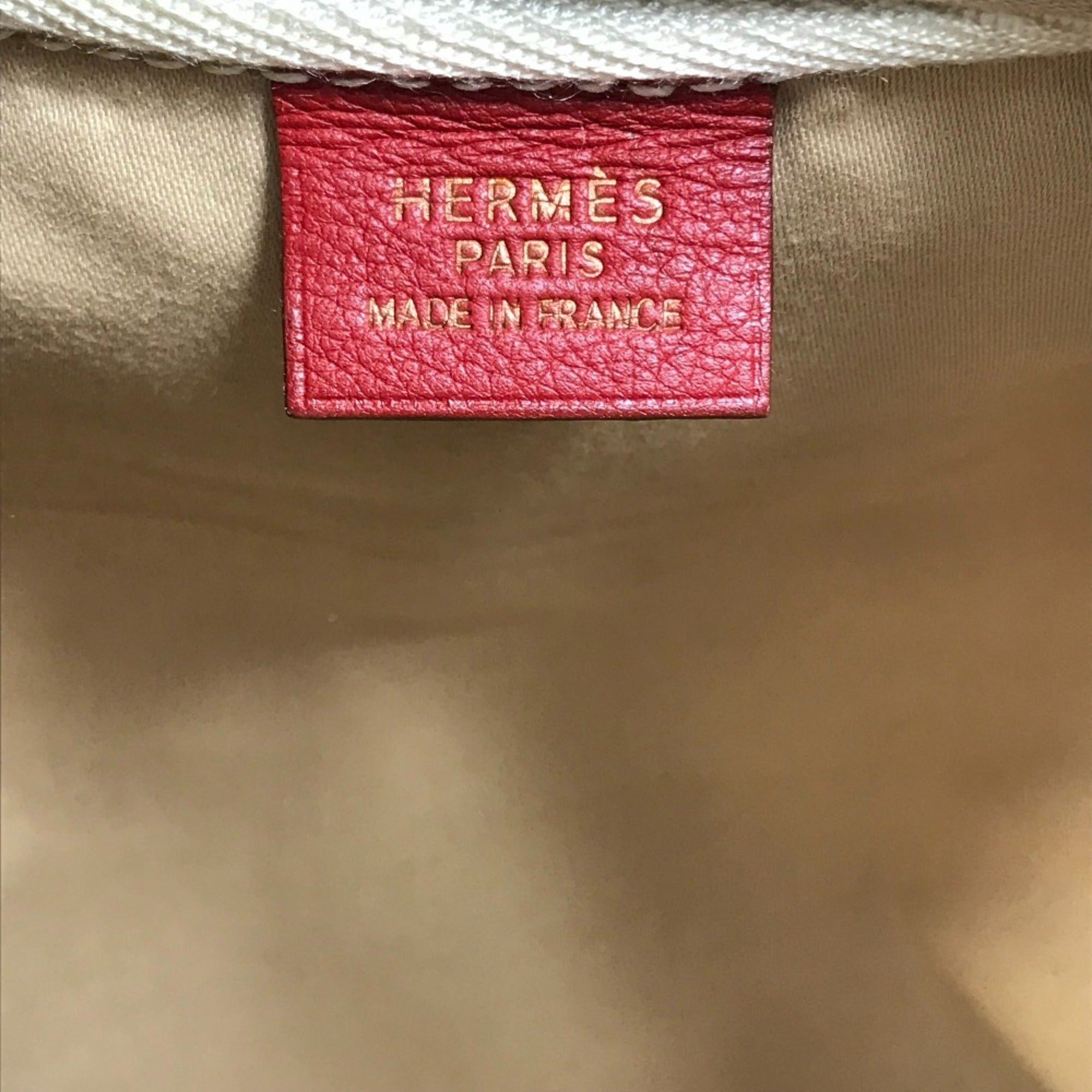 Hermes Beige Red Color Toile H Leather Shoulder Bag (Pre-Owned)