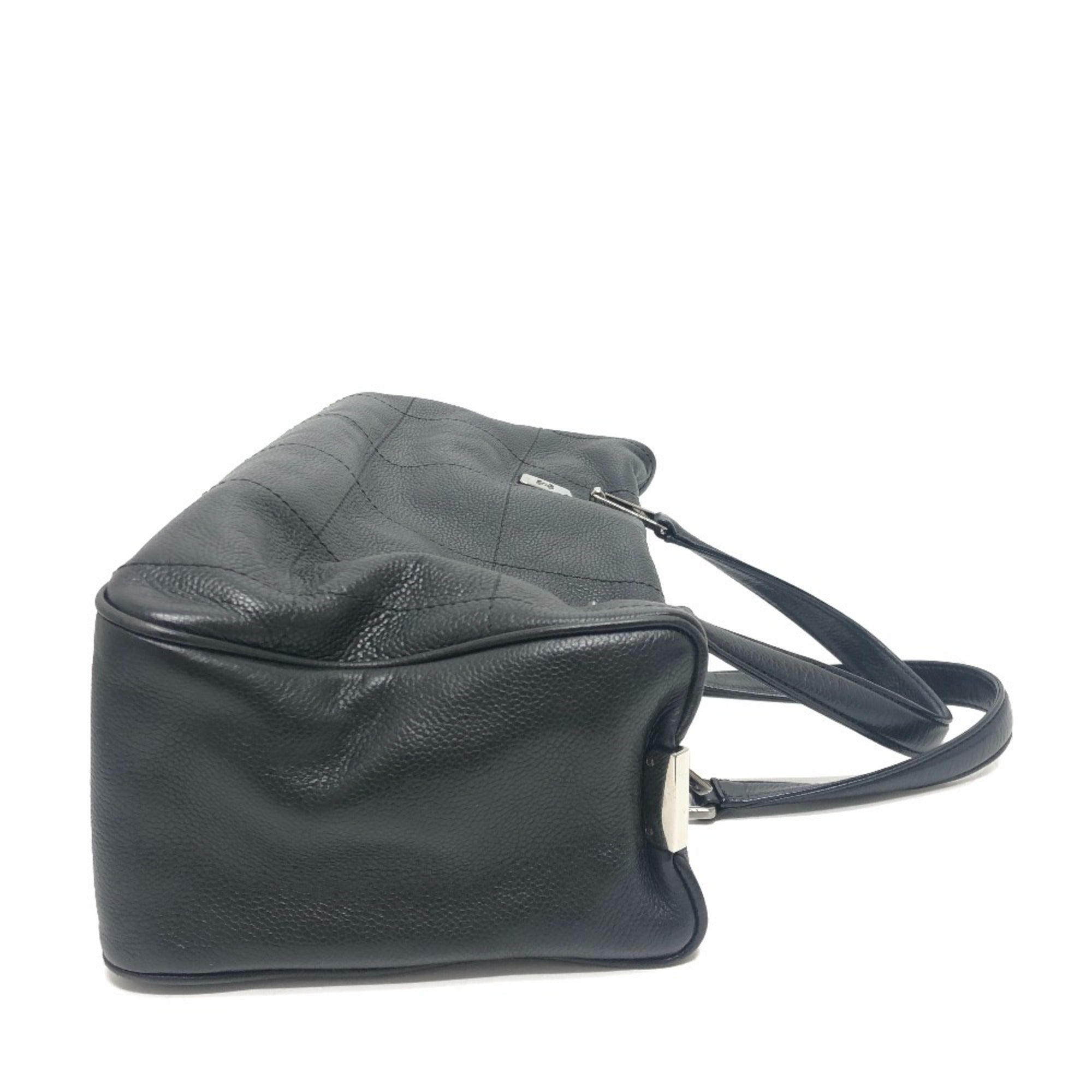 Chanel Black Grained Calfskin Boston Bag Handbag (Pre-Owned)