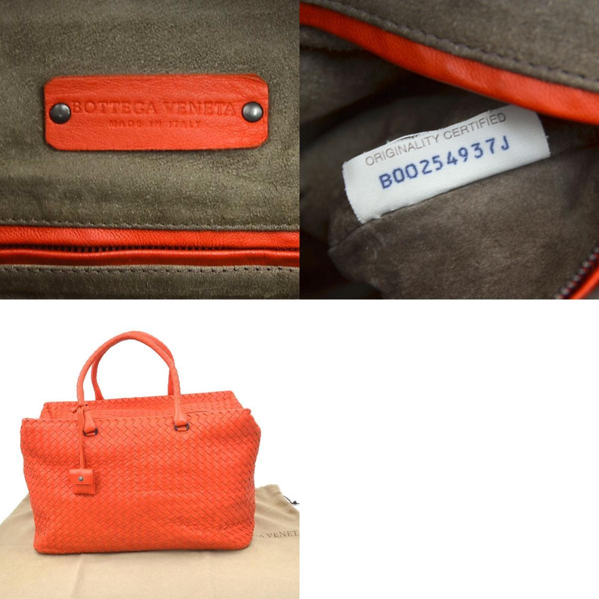 Bottega Veneta Orange Red Leather Handbag (Pre-Owned)