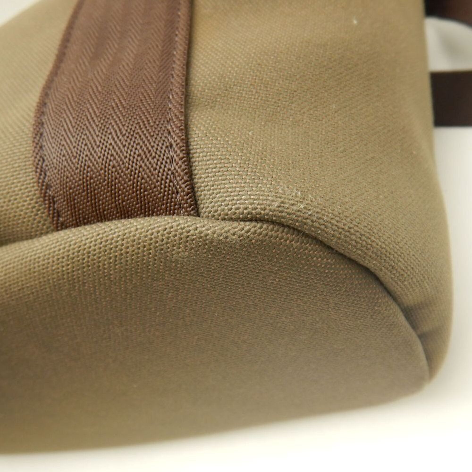 Hermes Khaki Canvas Tote Bag (Pre-Owned)