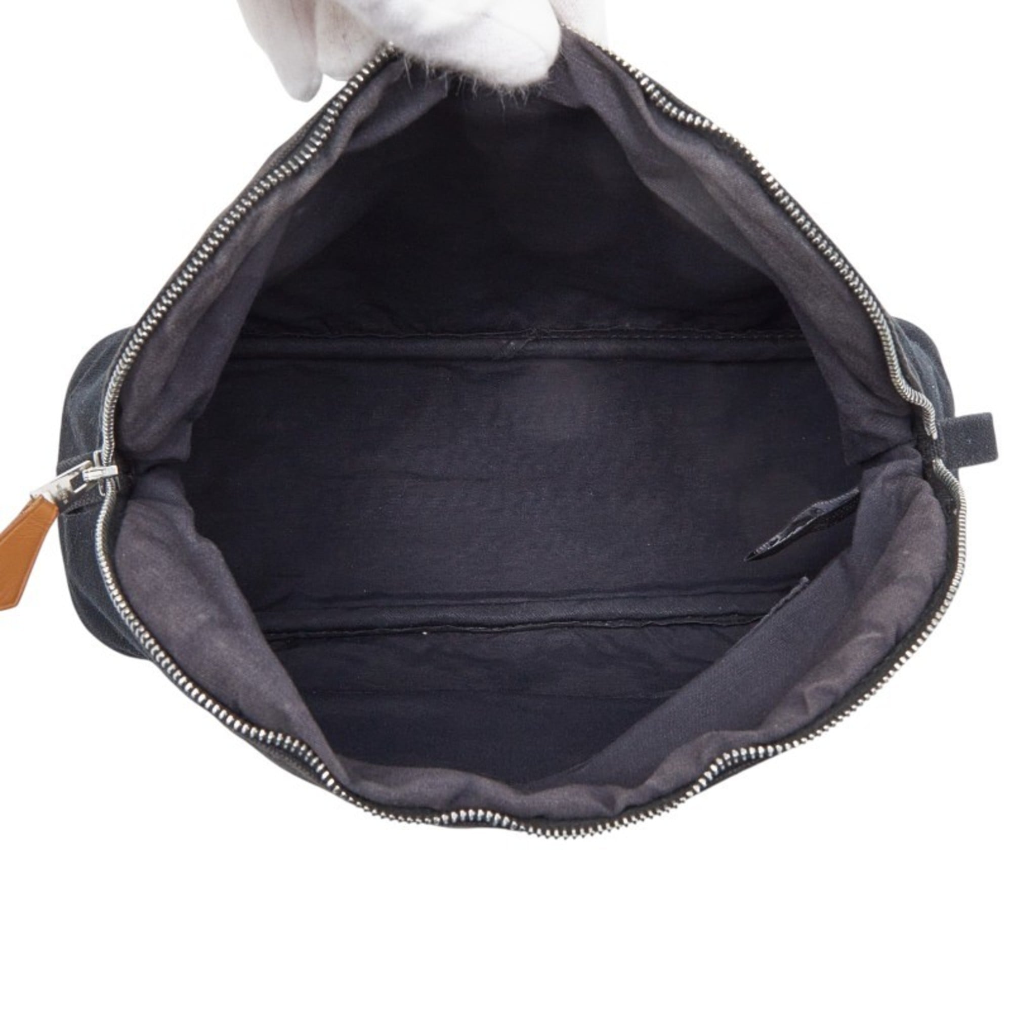 Hermes Bolide Black Canvas Leather Pouch (Pre-Owned)
