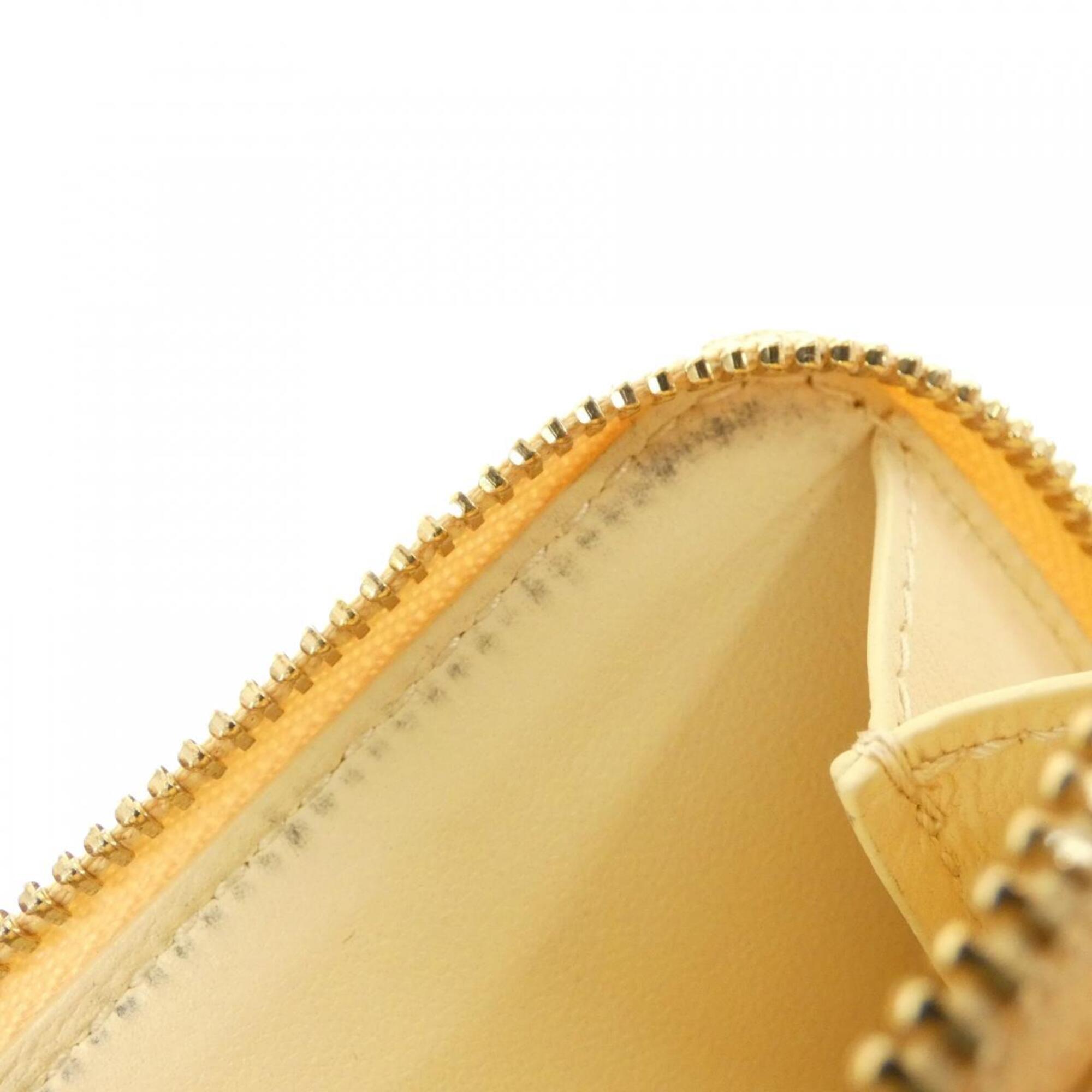 Christian Dior Pale Yellow Leather Coin Purse/Coin Case (Pre-Owned)