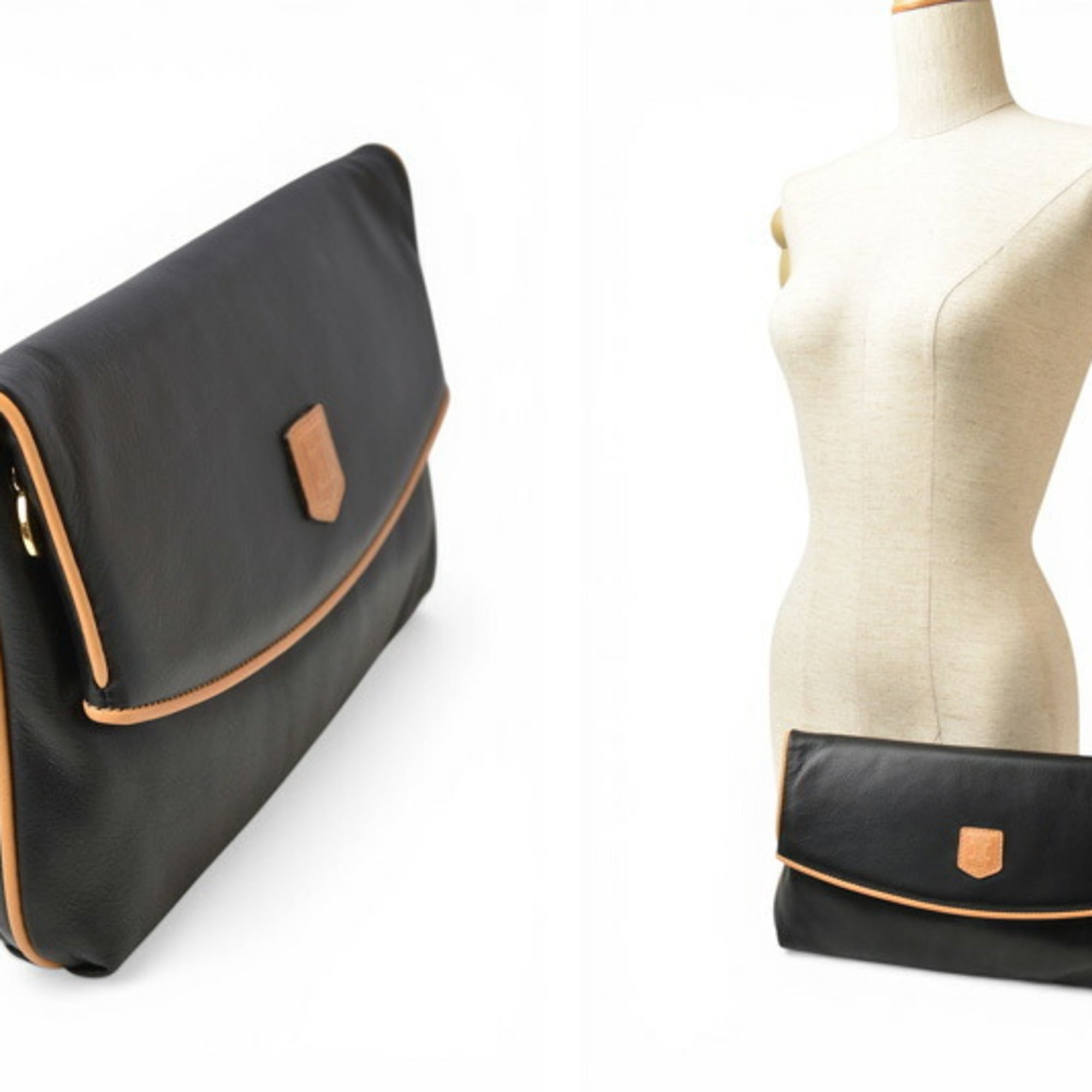 Celine Black Leather Clutch Bag Pouch (Pre-Owned)