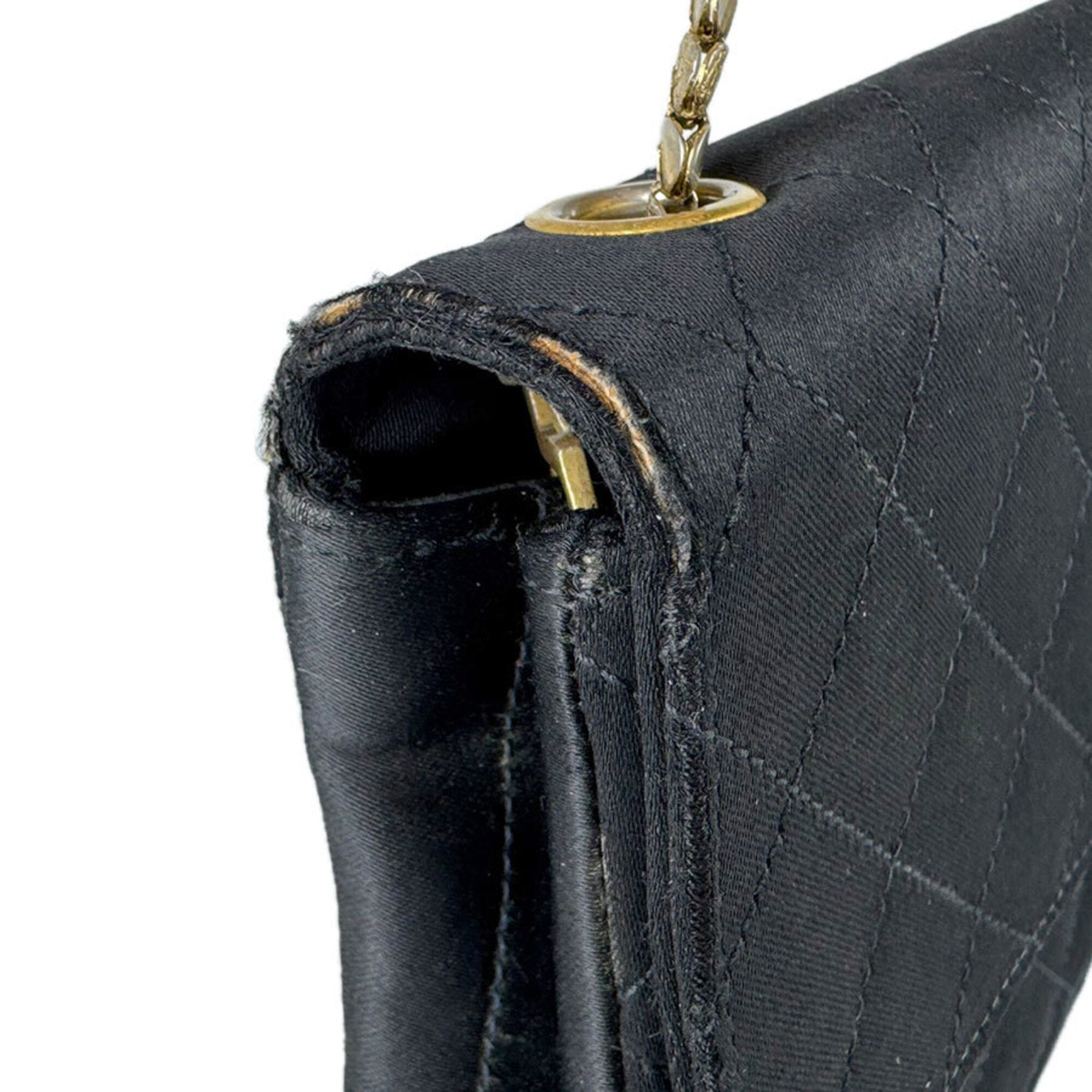 Chanel Black Satin Shoulder Bag (Pre-Owned)
