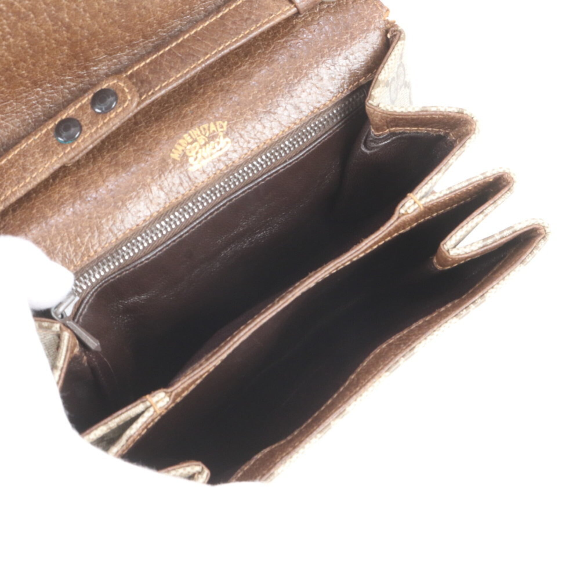 Gucci Brown Leather Coated Canvas Crossbody Bag Shoulder Bag (Pre-Owned)