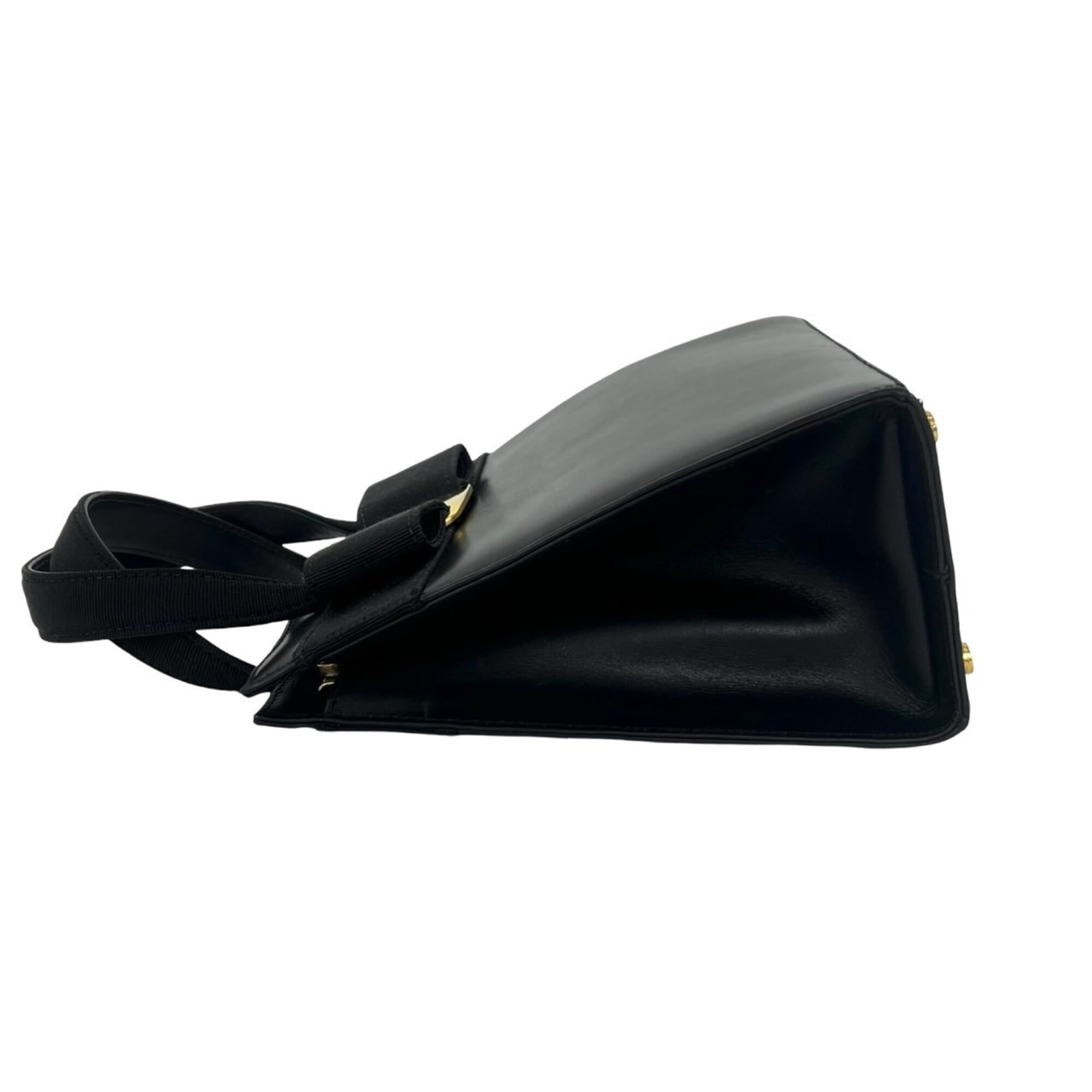 Salvatore Ferragamo Black Leather Handbag Shoulder Bag (Pre-Owned)