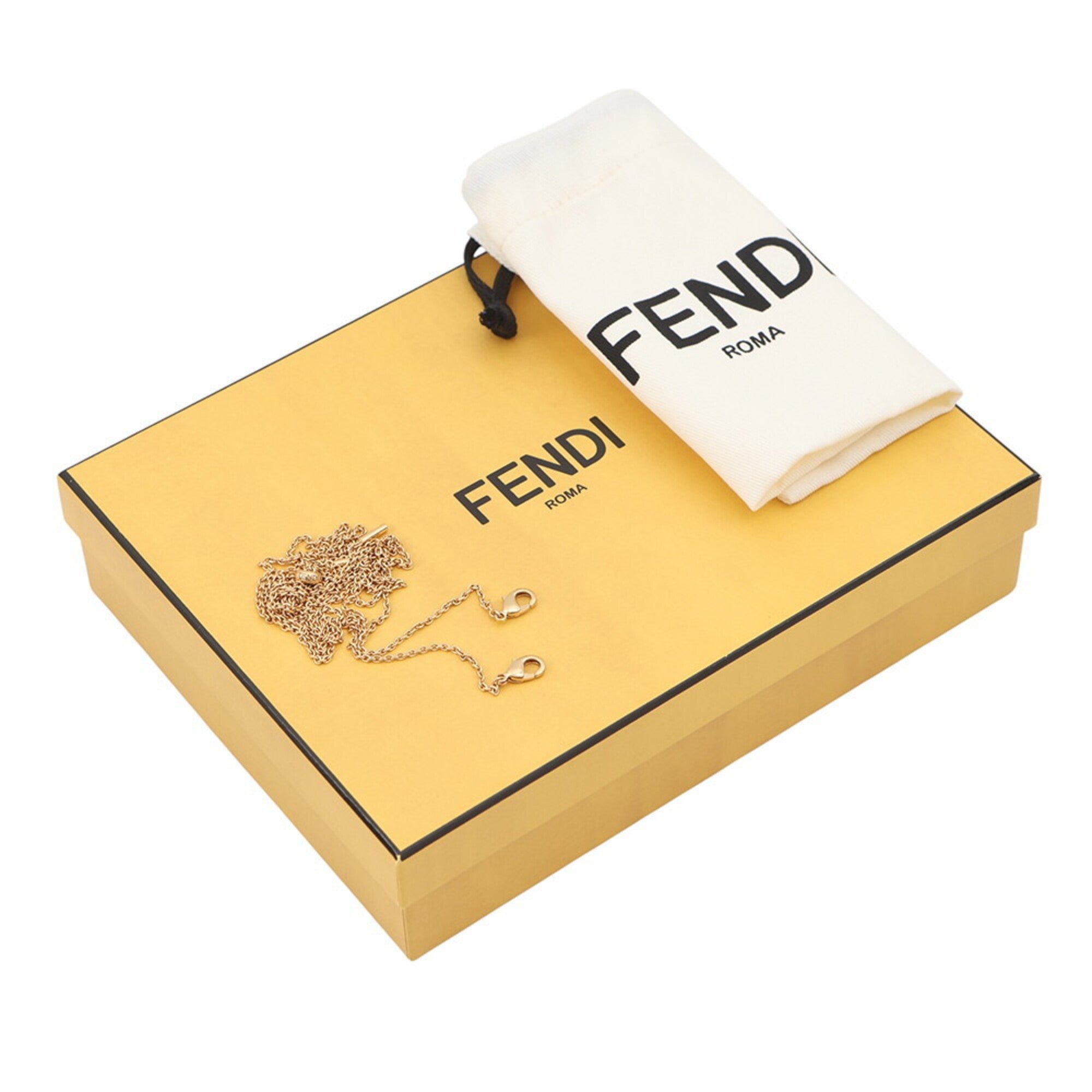 Fendi Brown Ivory Leather Handbag Pochette Pouch (Pre-Owned)