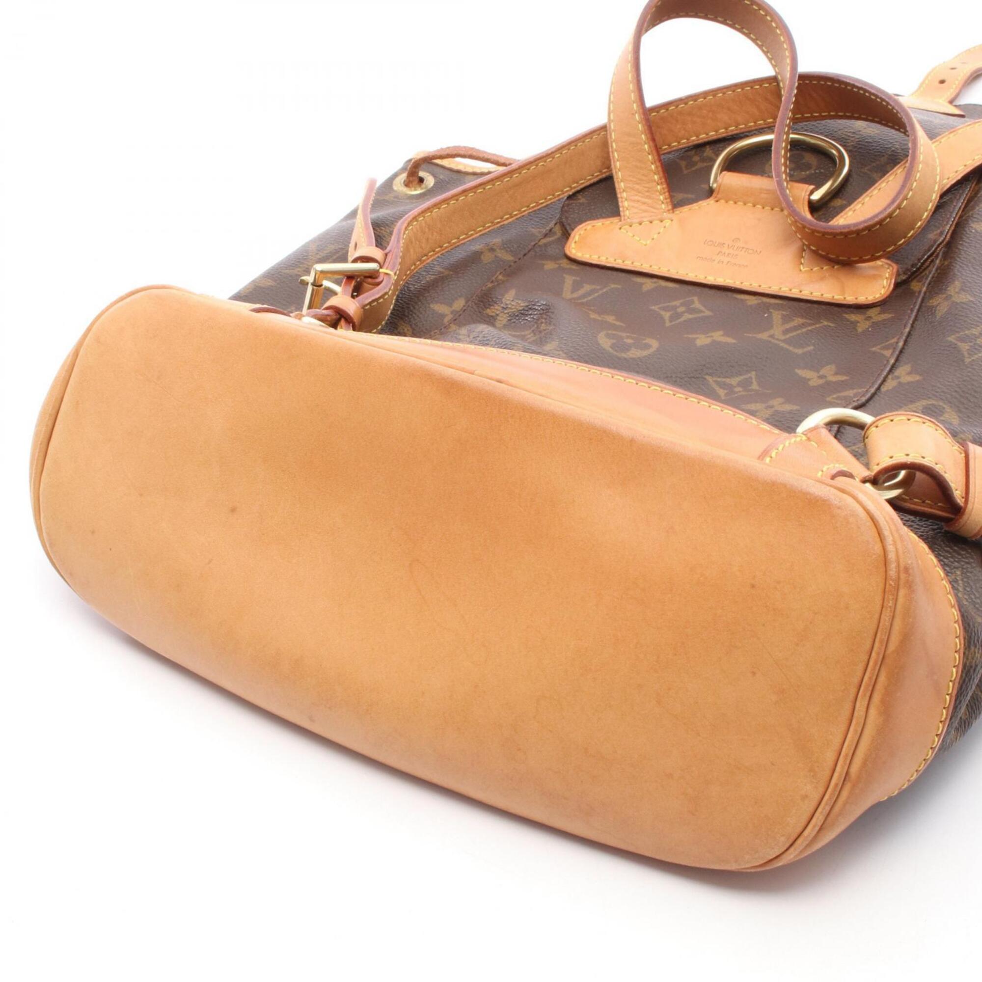Louis Vuitton Brown Coated Canvas Leather Backpack Handbag (Pre-Owned)