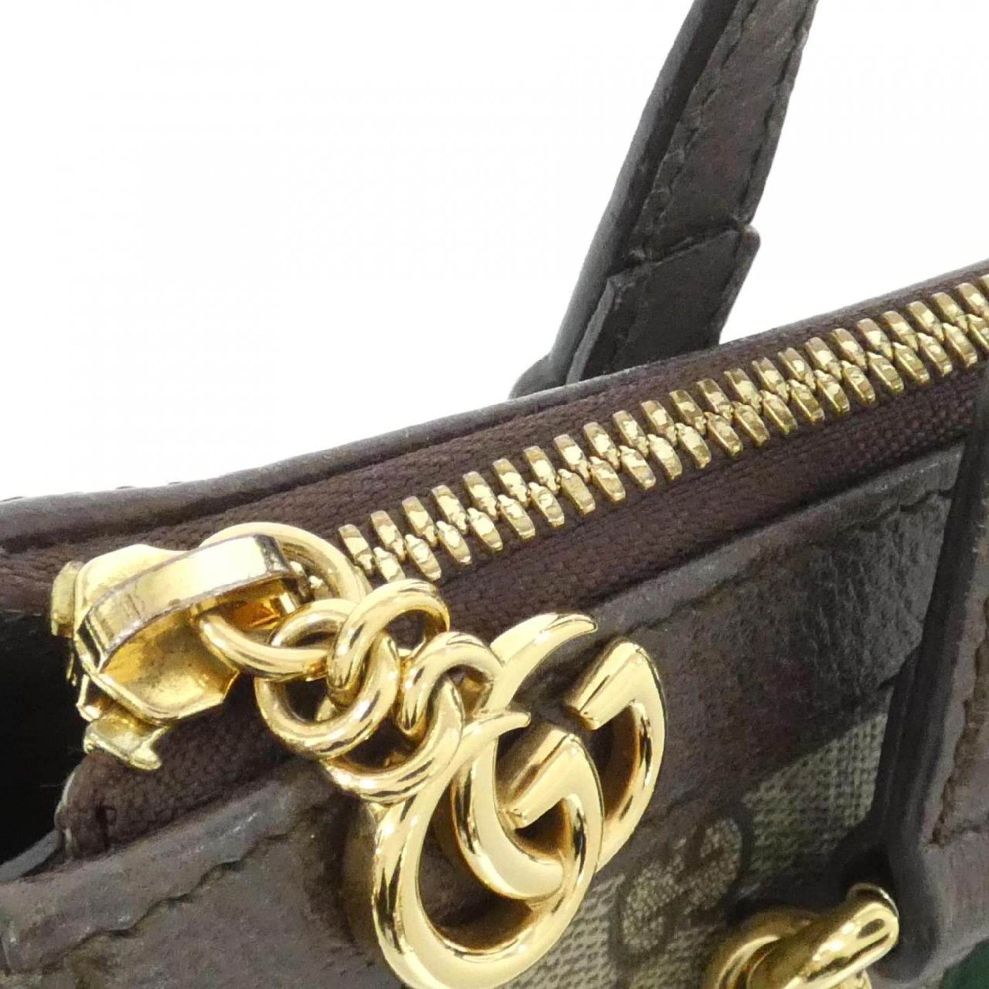 Gucci Beige Brown Gg Supreme Canvas Leather Handbag (Pre-Owned)
